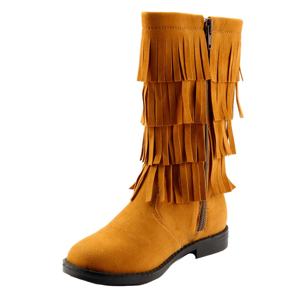 The Doll Maker Women's Tall Fringe Flat Suede Boots - Stylish Western Ankle Booties for Fall & Winter Fashion, Casual Outings and Country Music Festivals