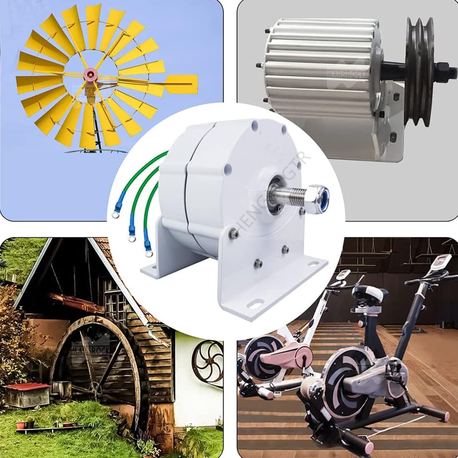 5000W Gearless Permanent Magnet Alternator 12V-220V 3 Phase AC Generator for Wind Turbine & Water Power System (with Base) - Perfect for Off-Grid Energy Solutions, Home Wind Power, and Hydropower Applications