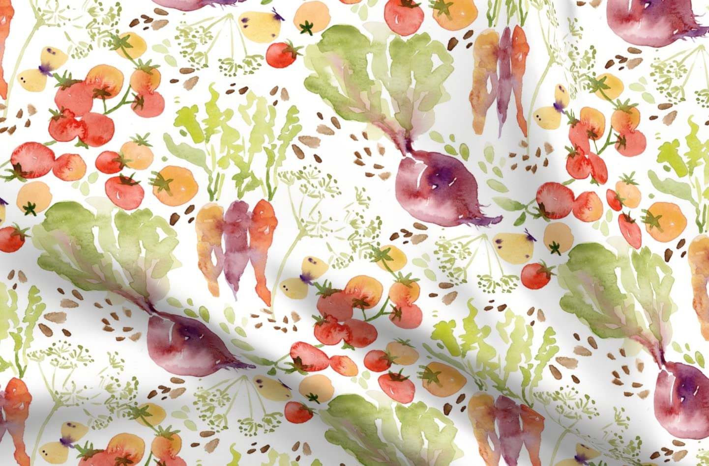 Garden Chartreuse Botanical Vegetable Printed Denim Fabric by The Yard - Heavyweight Cotton Material for DIY Apparel, Home Decor & Upholstery - Perfect for Gardening Aprons, Curtains & Throw Pillows
