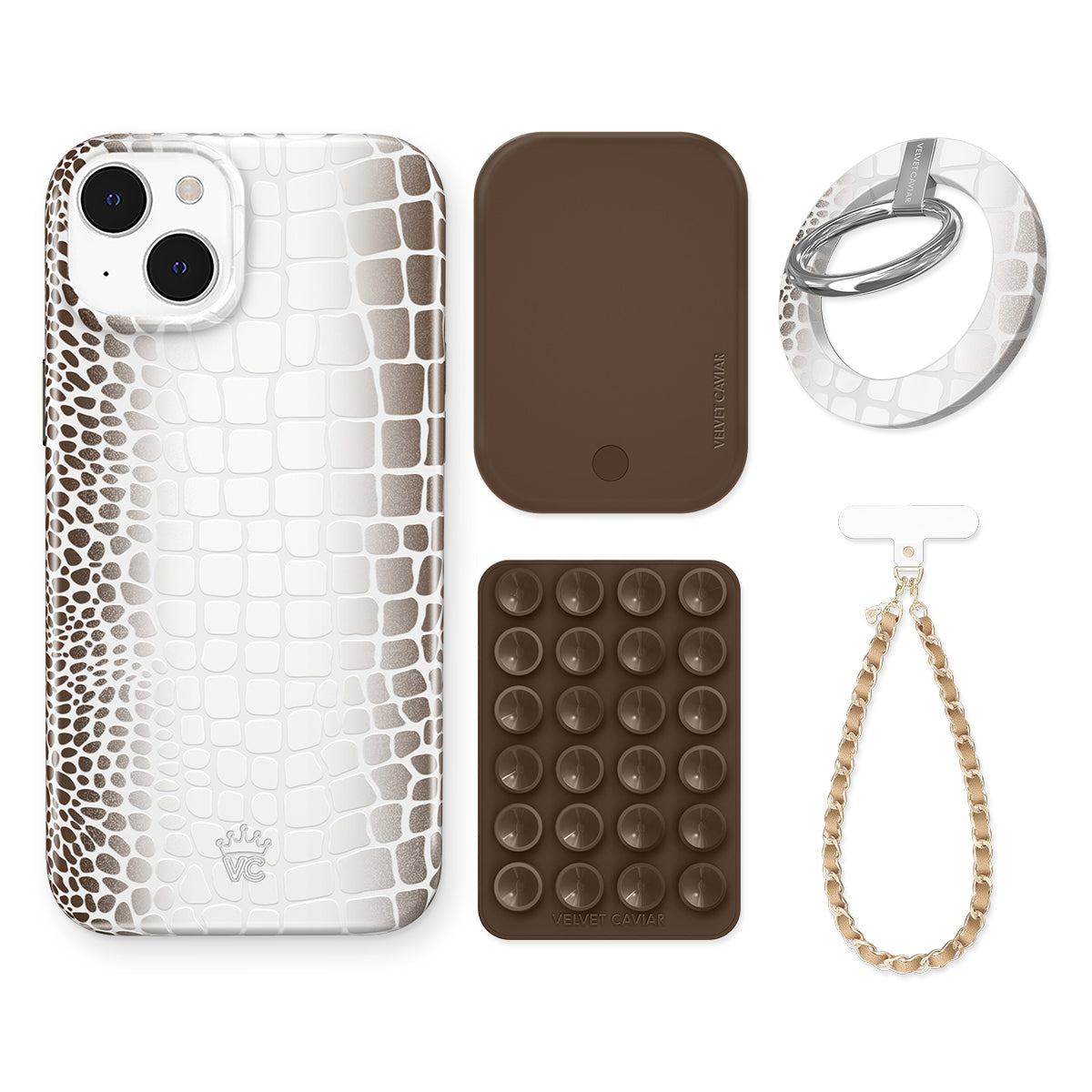 Himalayan Salt Croc iPhone Grip Holder - Non-Slip Phone Stand for Desk, Car, and Home Use - Perfect for Watching Videos & Hands-Free Calling