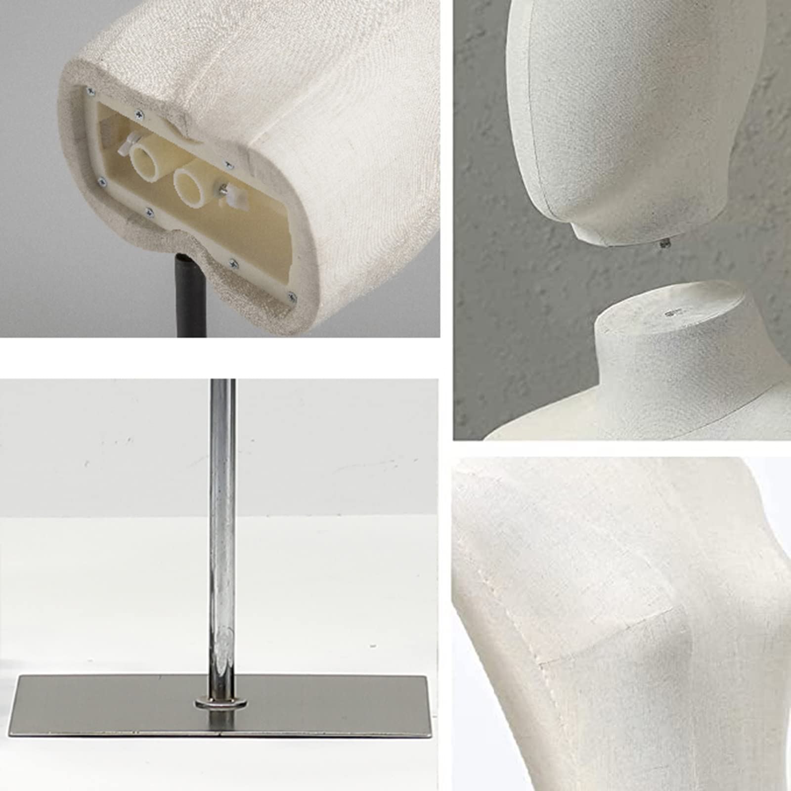 Adjustable Female Mannequin Torso with Detachable Head & Wooden Hands - Silver Height-Adjustable Stand for Dress, Jewelry & Boutique Display - Perfect for Fashion Shows, Retail Stores & Photography Studios