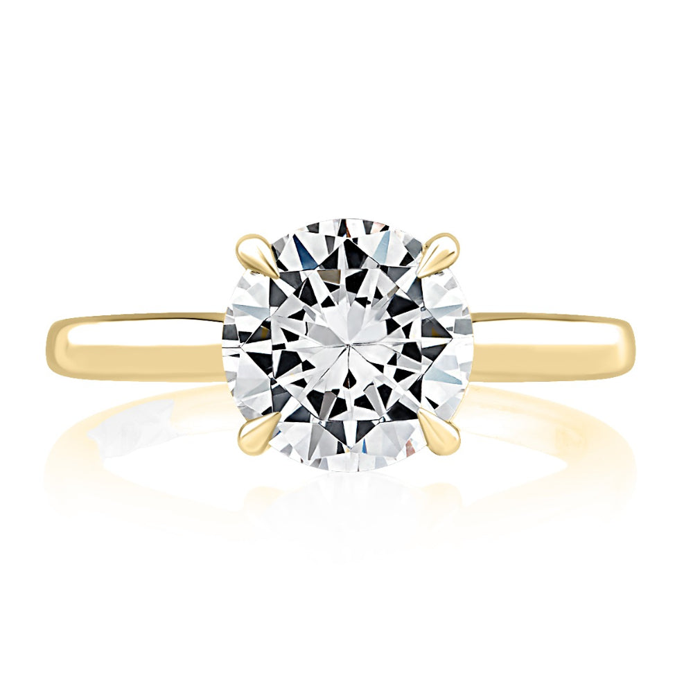 A. Jaffe Solitaire Round Center Diamond Engagement Ring with Peek A Boo Diamonds - Perfect for Proposals, Weddings & Anniversary Gifts | Elegant Bridal Jewelry