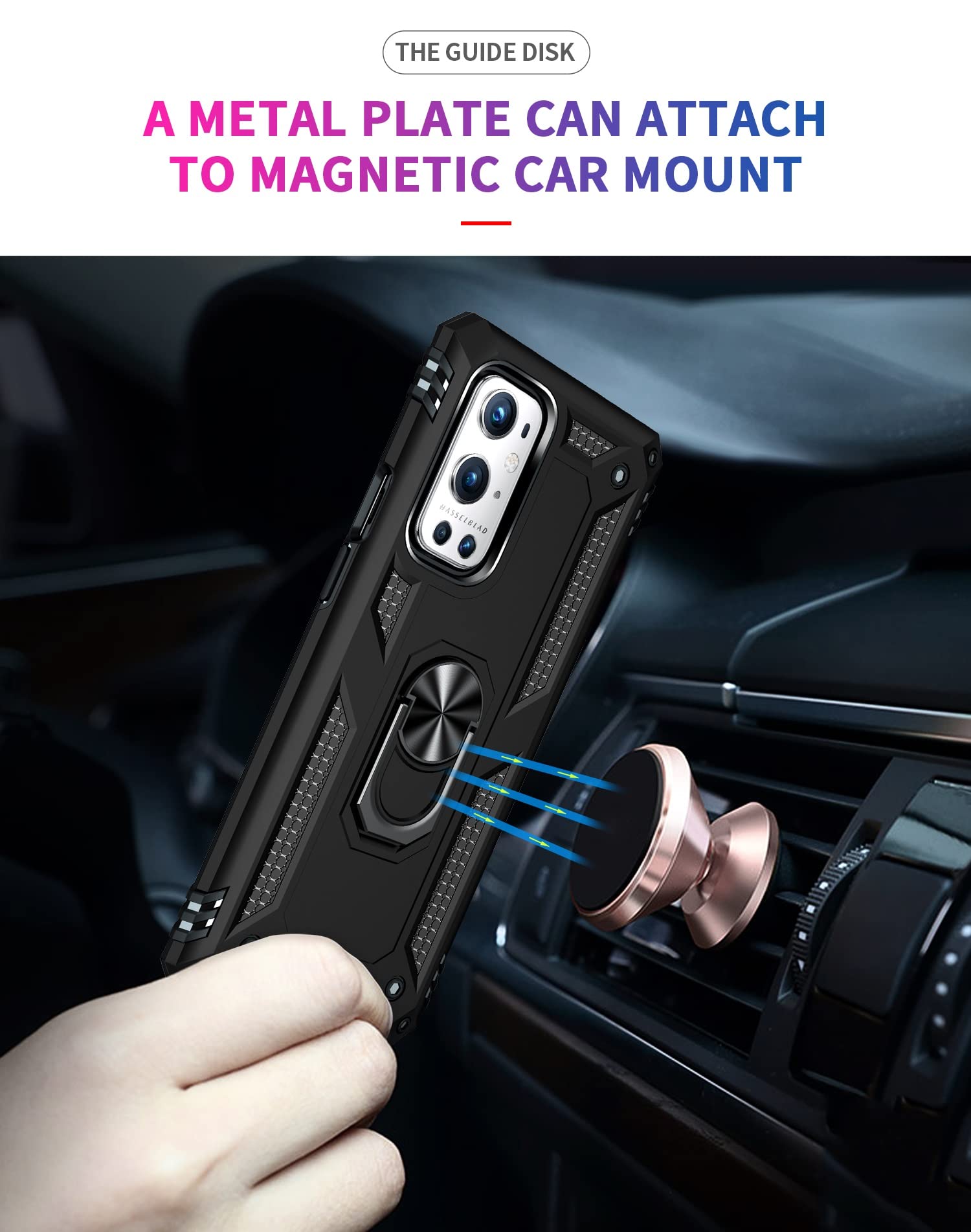 OnePlus 9 Pro Case with Magnetic Holder - Heavy Duty Shockproof Protective Cover for OnePlus 9 Pro | Perfect for Outdoor Activities, Travel & Daily Use (Black)