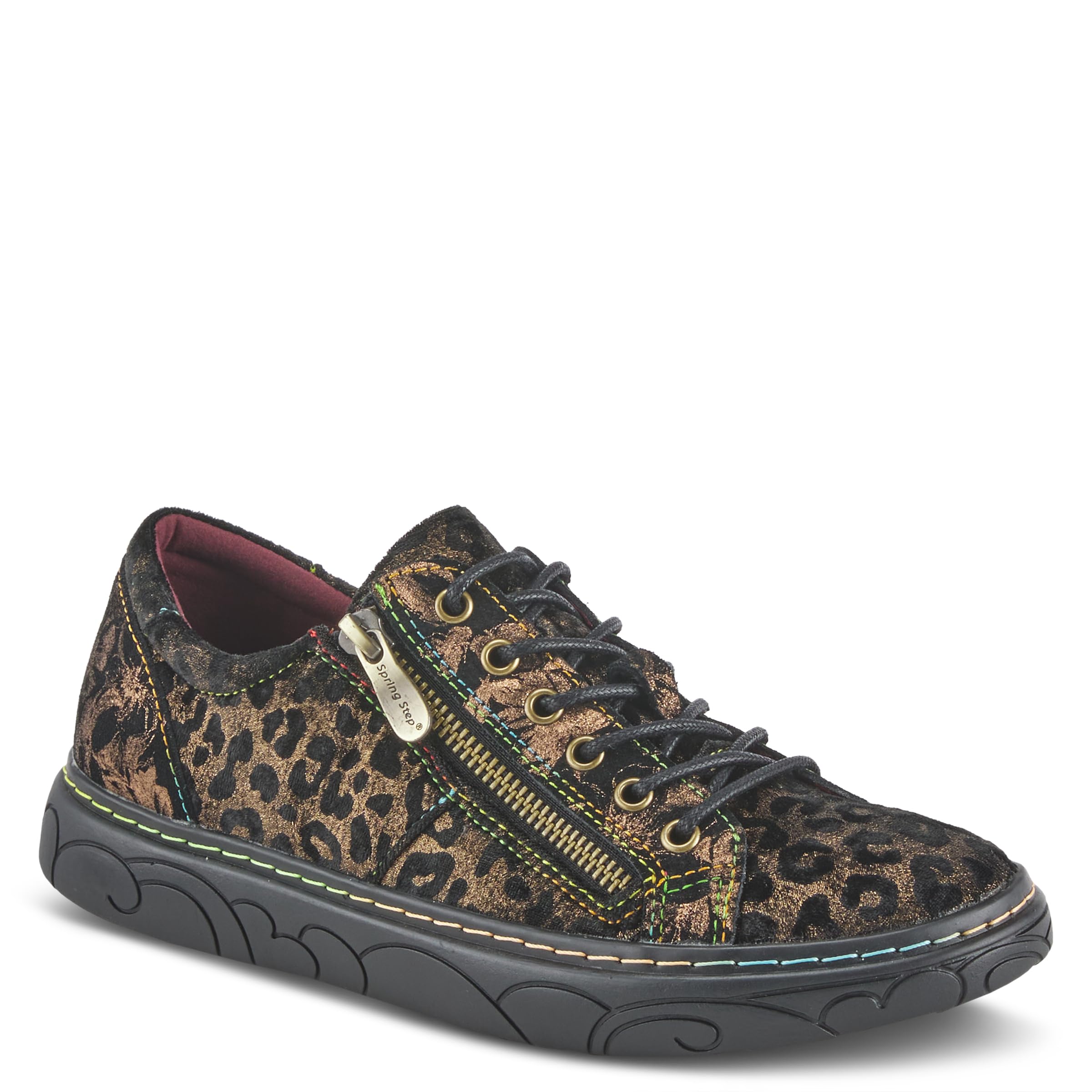 Spring Step L'Artiste Danli-Cheeta Women's Fashion Sneakers - Animal Print Casual Shoes with Zipper & Adjustable Laces | Perfect for Work, Walking & Everyday Wear