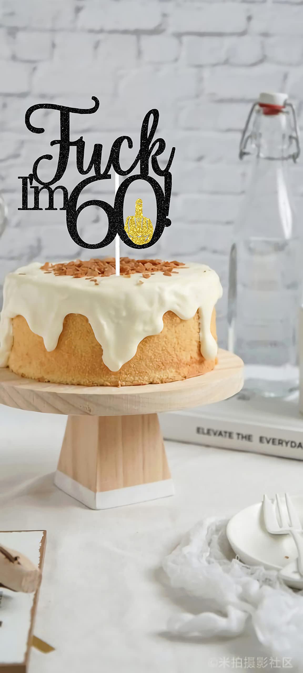 60th Birthday Cake Topper - Hello 60, Happy 60th Birthday Decorations, Cheers to 60 Years Party Supplies in Elegant Black & Gold | Perfect for Milestone Celebrations, Retirement Parties & Anniversary Events