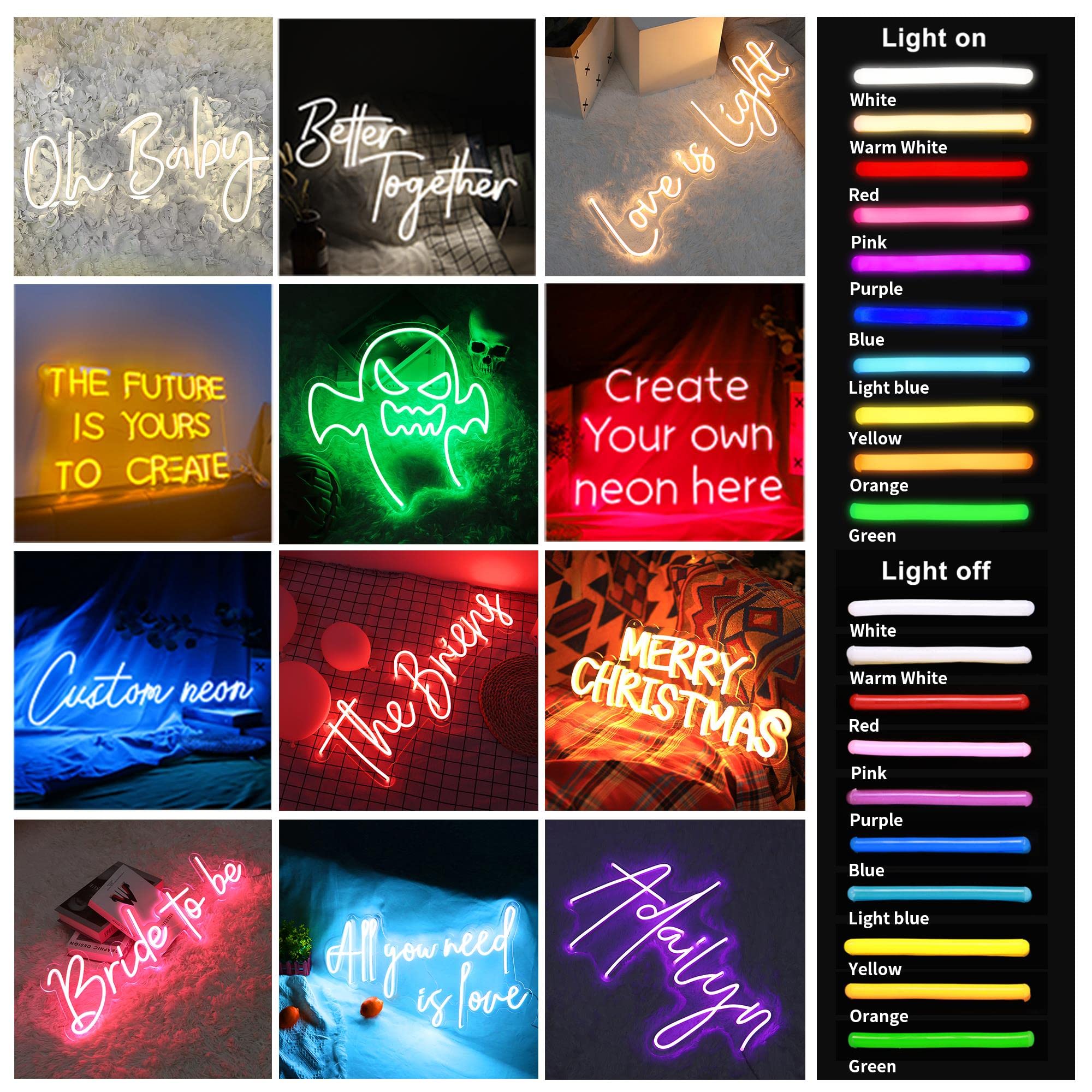 Custom LED Neon Signs for Wedding Decor - Personalized Dimmable Name Sign for Bedroom, Home & Wall Art - Unique Birthday, Christmas, Halloween Party Gifts for Women (2 Line Text, Up to 40