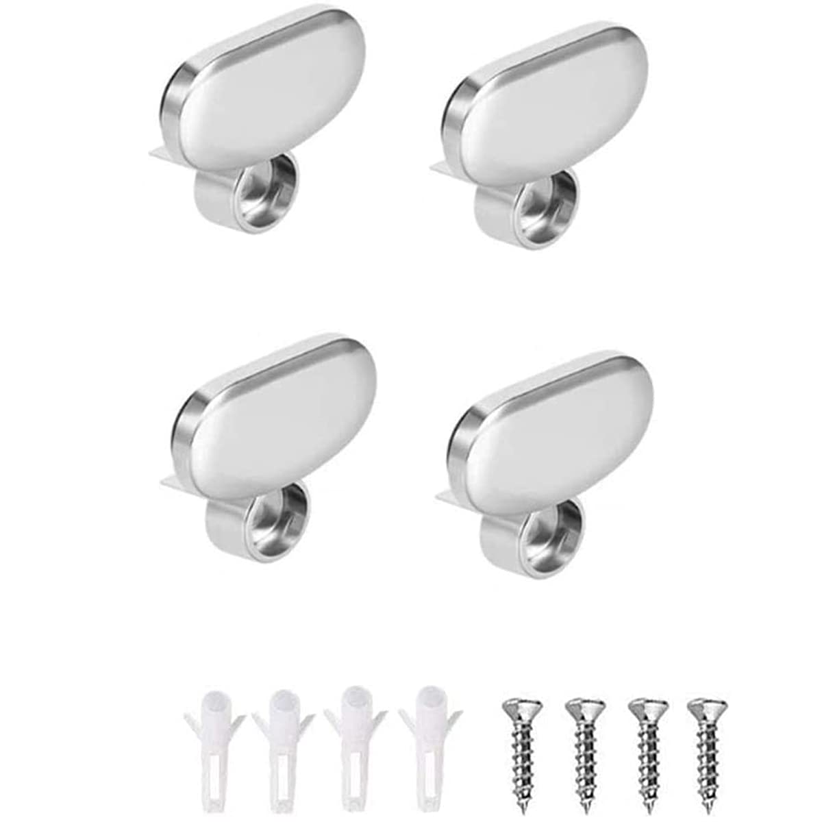 Oval Mirror Clips - 4 Pack Wall Mounted Glass Clips for Bathroom Mirrors, Heavy Duty Mirror Clamps & Holders - Secure Mirror Brackets for Home, Gym, Salon & Office Use