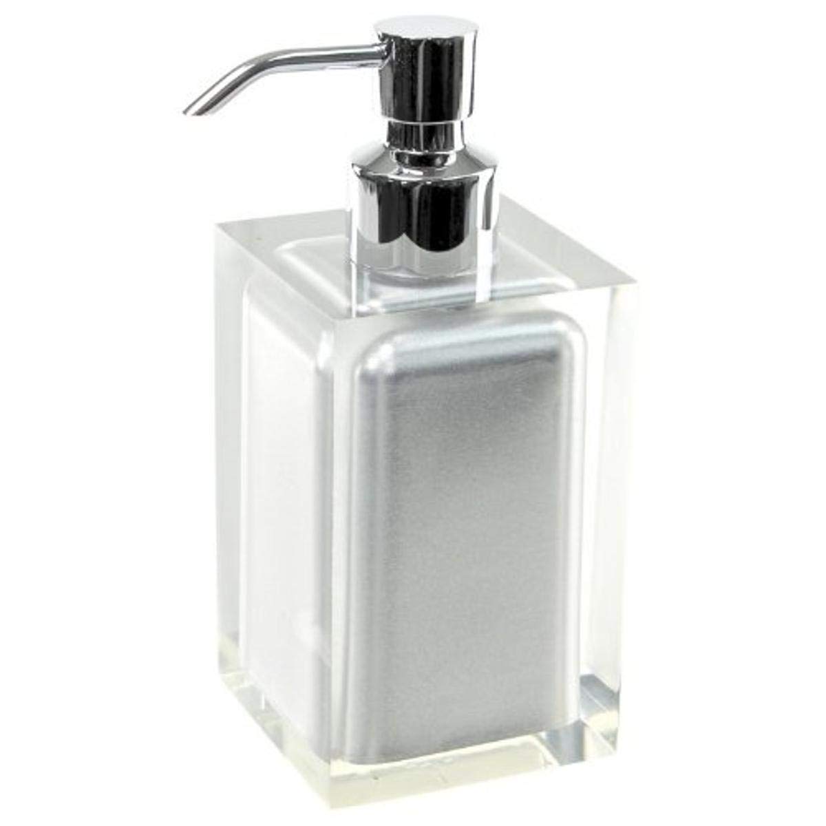 Gedy RA81-73 Square Silver Countertop Soap Dispenser - Elegant Touch-Free Hand Soap Pump for Kitchen, Bathroom & Office - Modern Stainless Steel Design for Home & Commercial Use