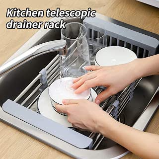 Nirgun Empex Adjustable Stainless Steel Expandable Kitchen Sink Dish Drainer & Rack - Durable Fruit & Vegetable Washing Drying Basket - Space-Saving Sink Organizer Tray for Modern Kitchens