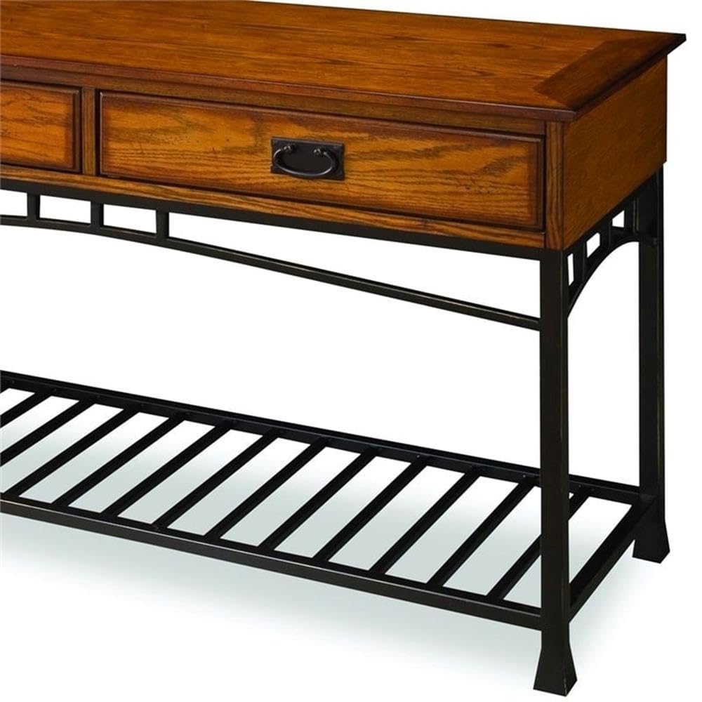 Pemberly Row 2-Drawer Modern Wood Console Table in Distressed Oak - Stylish Entryway Sofa Table for Hallway, Living Room & Home Decor
