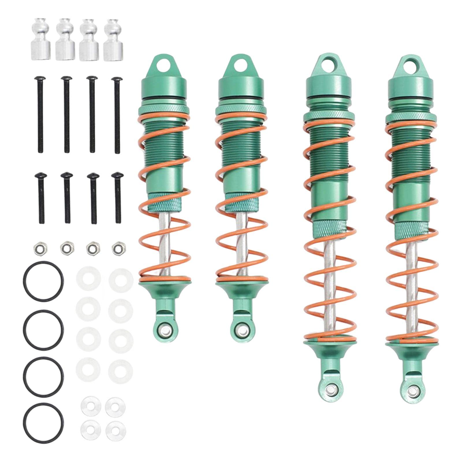 Almencla 1:8 Scale RC Car Front & Rear Shock Absorber Set - Green Replacement Parts for Off-Road RC Vehicles - Perfect for Bashing, Crawling & Racing Scenes