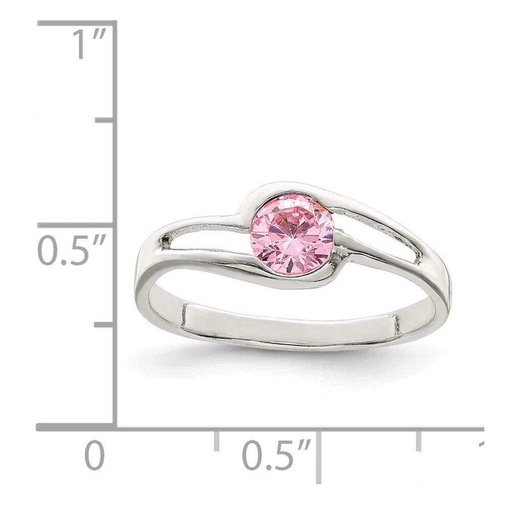925 Sterling Silver Pink Round Bezel Cubic Zirconia Ring for Women - Elegant Fine Jewelry Gift for Her, Perfect for Anniversaries, Birthdays & Special Occasions