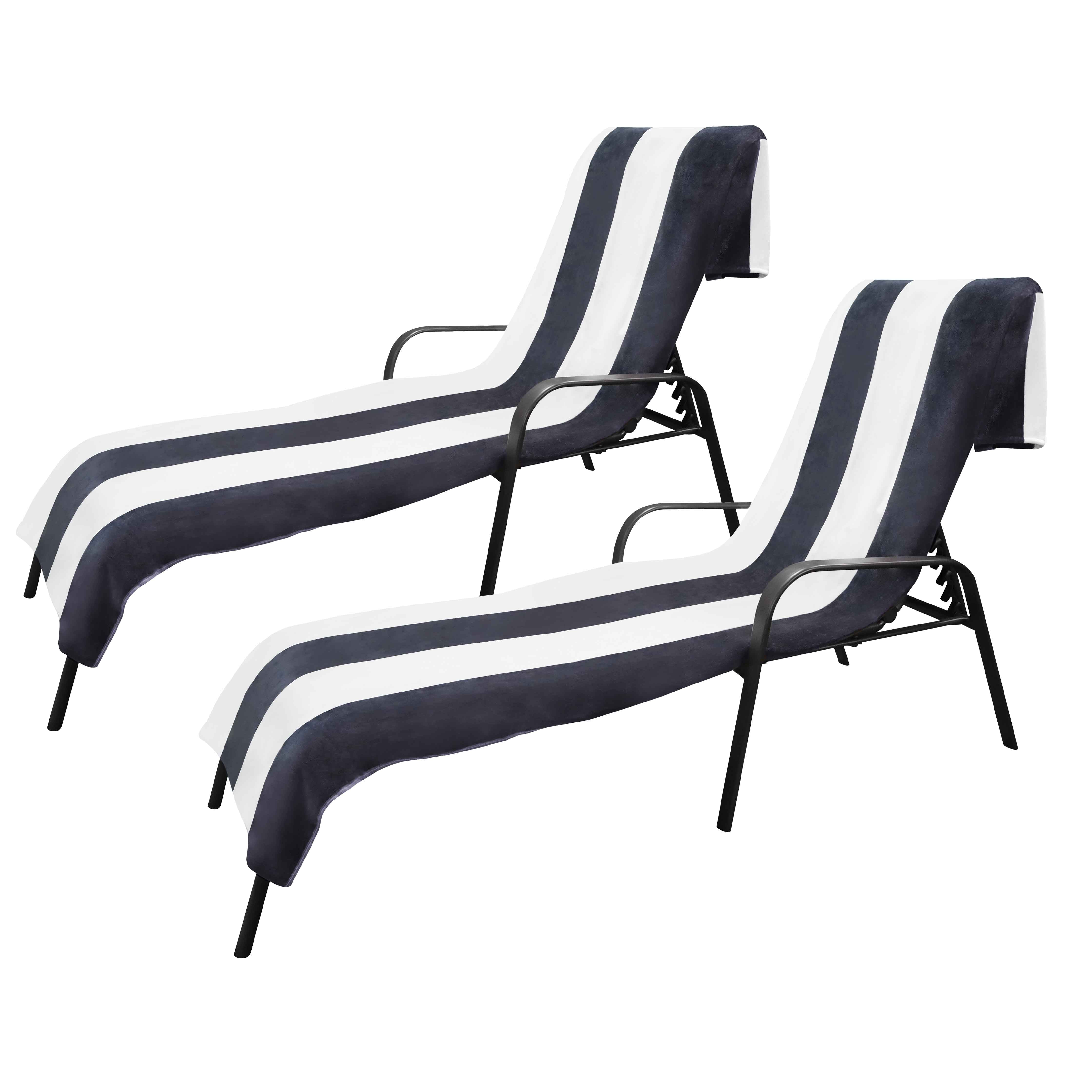 Premium Cabana Striped Cotton Beach Towel & Chaise Lounge Cover - Soft, Absorbent, UV Protection - Perfect for Poolside, Beach Vacations & Outdoor Relaxation