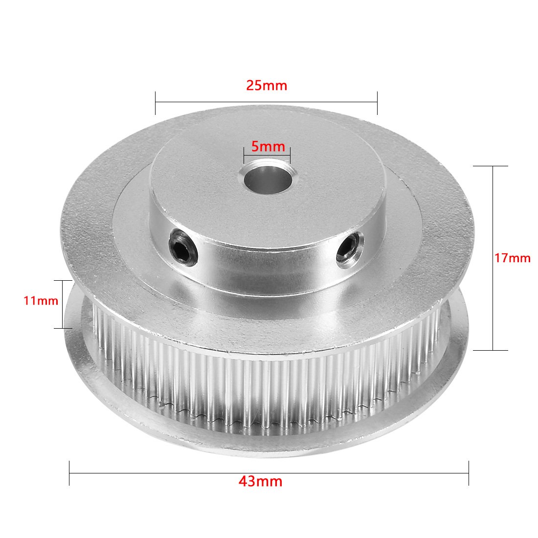 uxcell 60 Teeth Aluminum Timing Belt Pulley, 5mm Bore 2mm Pitch - Perfect for 3D Printers, CNC Machines & Robotics Projects