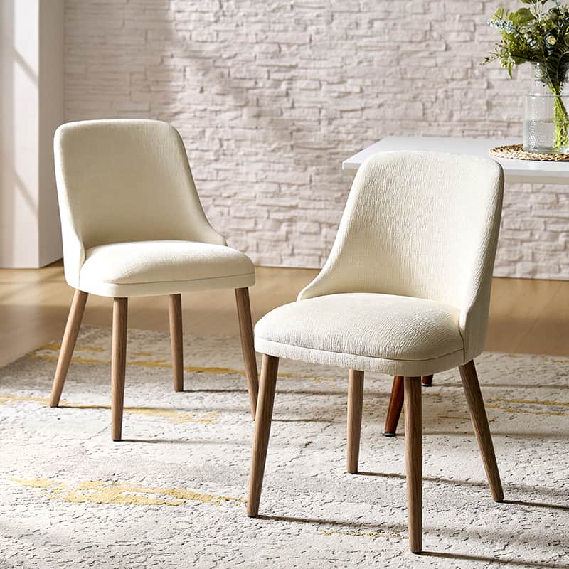 Zara Dining Chairs Set of 2/4/6 - Modern Curved Backrest with Natural Wood Legs & Plush Cushion - Perfect for Kitchen, Dining Room, or Breakfast Nook