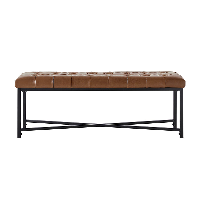 Arnold Versatile Elegance: Genuine Leather Bench with Button Tufted Design - Perfect for Living Room, Bedroom & Entryway Decor