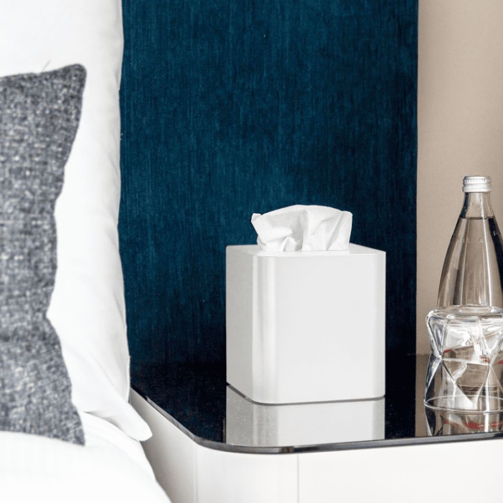 Square Tissue Box Cover - Modern White Home Decor for Living Room, Bedroom & Bathroom | Stylish & Functional Tissue Holder for Home & Office Use