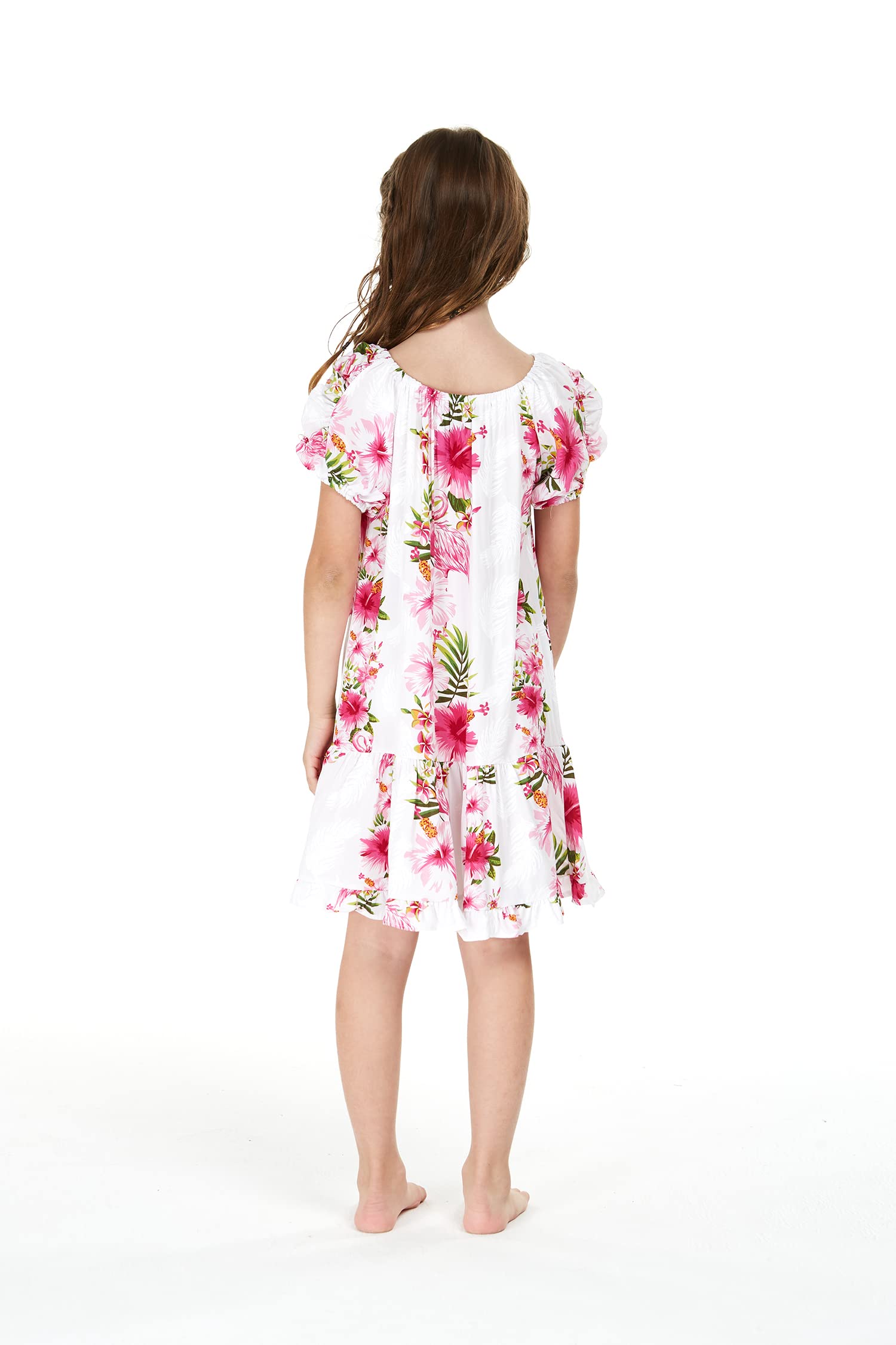 Hawaiian Floral Short Sleeve Muumuu Dress for Women - Pink Hibiscus Vine Print on Black, Beach Vacation Dress, Luau Party Outfit, Summer Casual Wear