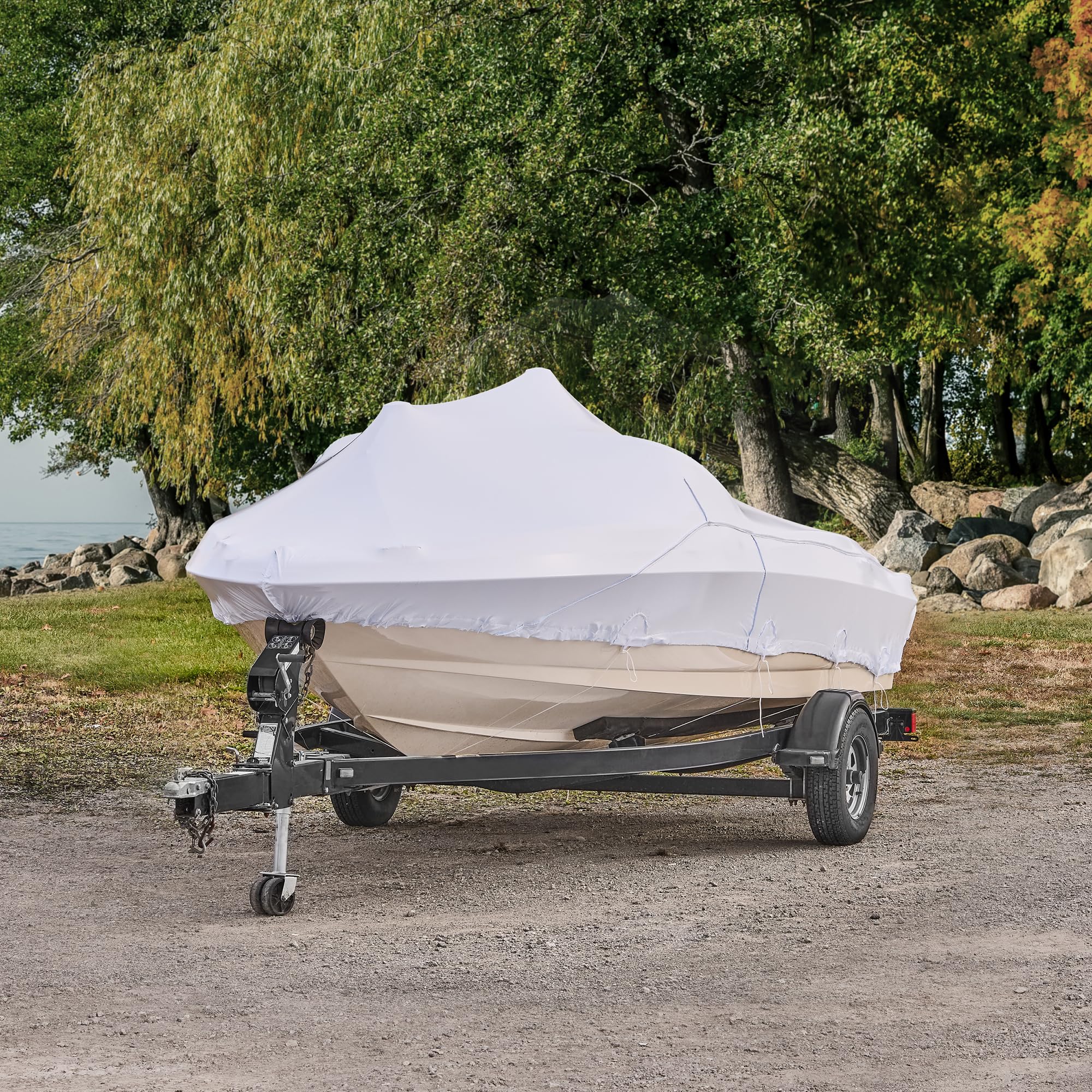 Transhield Universal Marine Boat Cover - Waterproof Heavy Duty Boat Cover with Straps & Vents - Perfect for Yachts, Sailboats, and Powerboats Protection