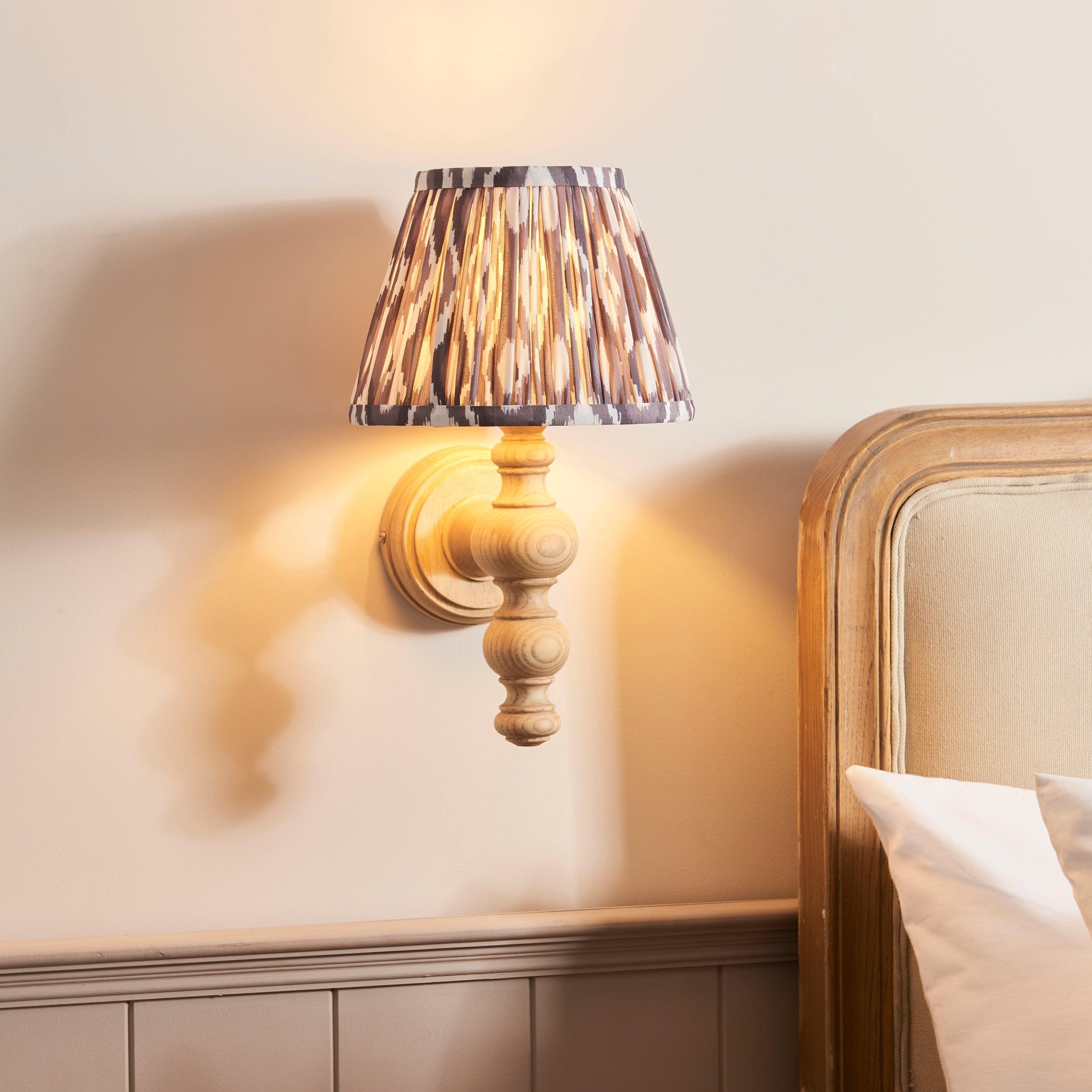 Bibury Wooden Wall Light with 20cm Shade - Rustic Home Decor for Living Room, Bedroom & Hallway Lighting