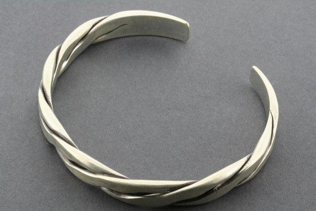 Flat Plaited Cuff Bracelet in Pure 925 Sterling Silver - Elegant Jewelry for Women, Perfect for Parties, Weddings & Everyday Wear