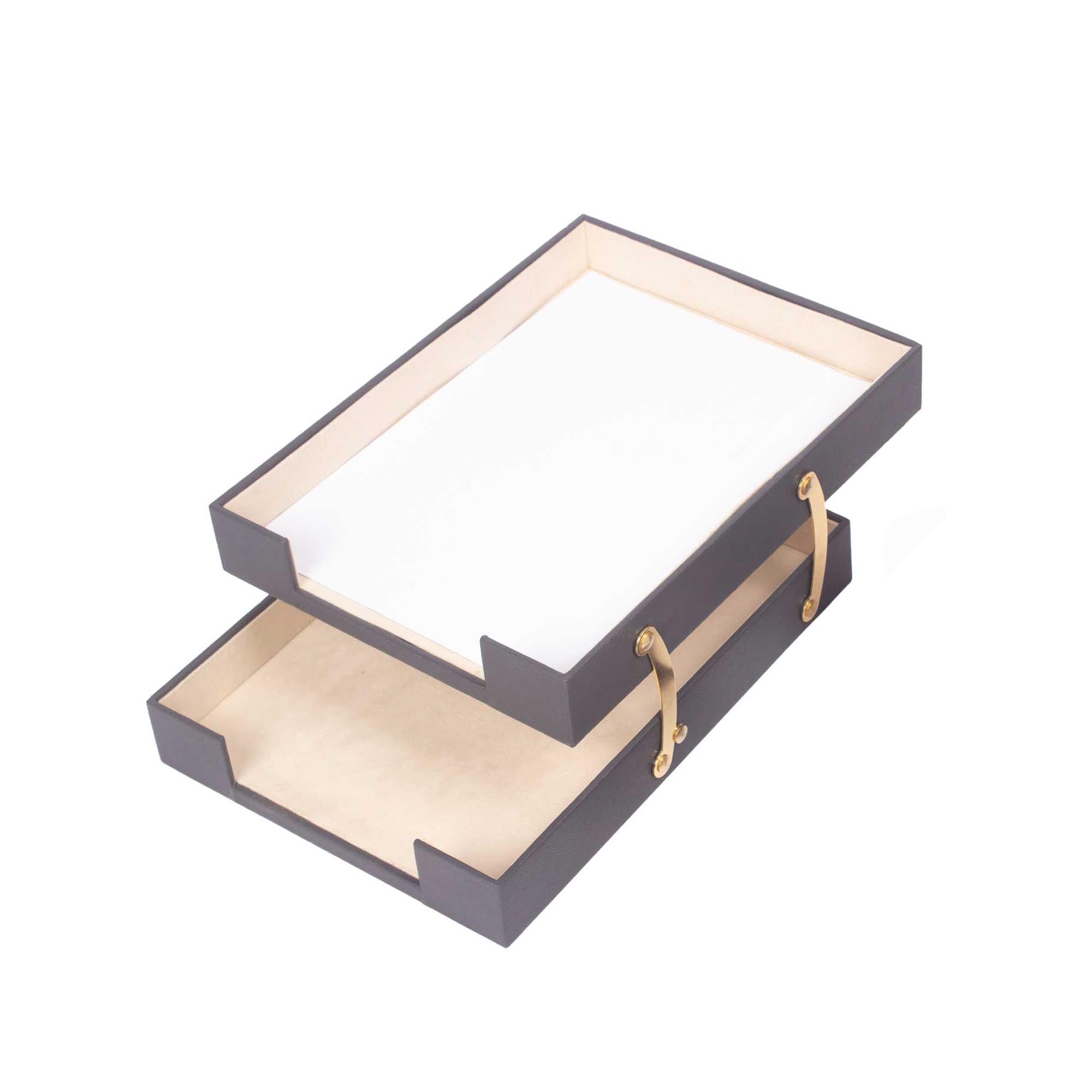 MOOG Leather Double Document Tray - Premium Office Organizer for Files, Papers & Folders - Perfect for Desk, Home & Office Organization