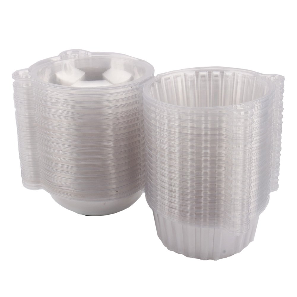 100pcs Clear Plastic Cupcake Boxes with Lids - Individual Dome Containers for Muffins, Cake Pops & Desserts - Perfect for Bakery, Party Favors & Gift Packaging