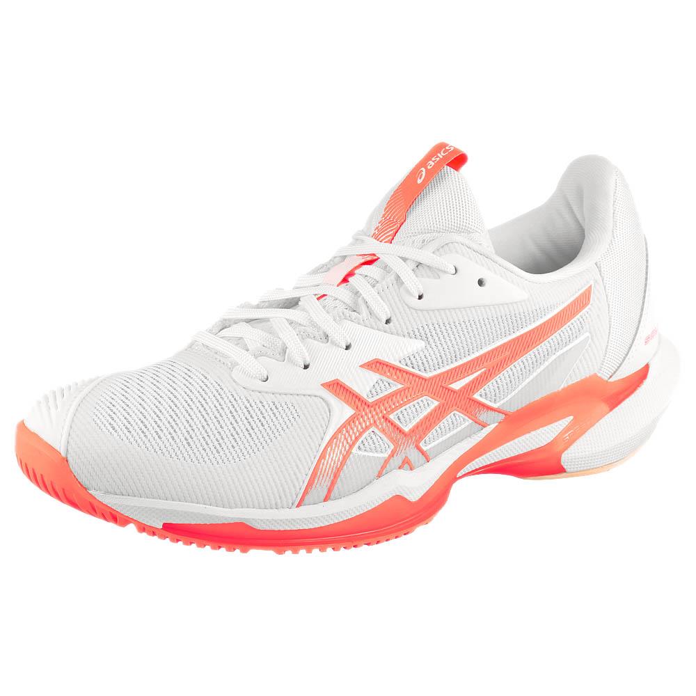 ASICS Women's Solution Speed FF 3 Tennis Shoes - White/Sun Coral | Lightweight Performance Court Shoes for Women | Perfect for Competitive Matches & Training