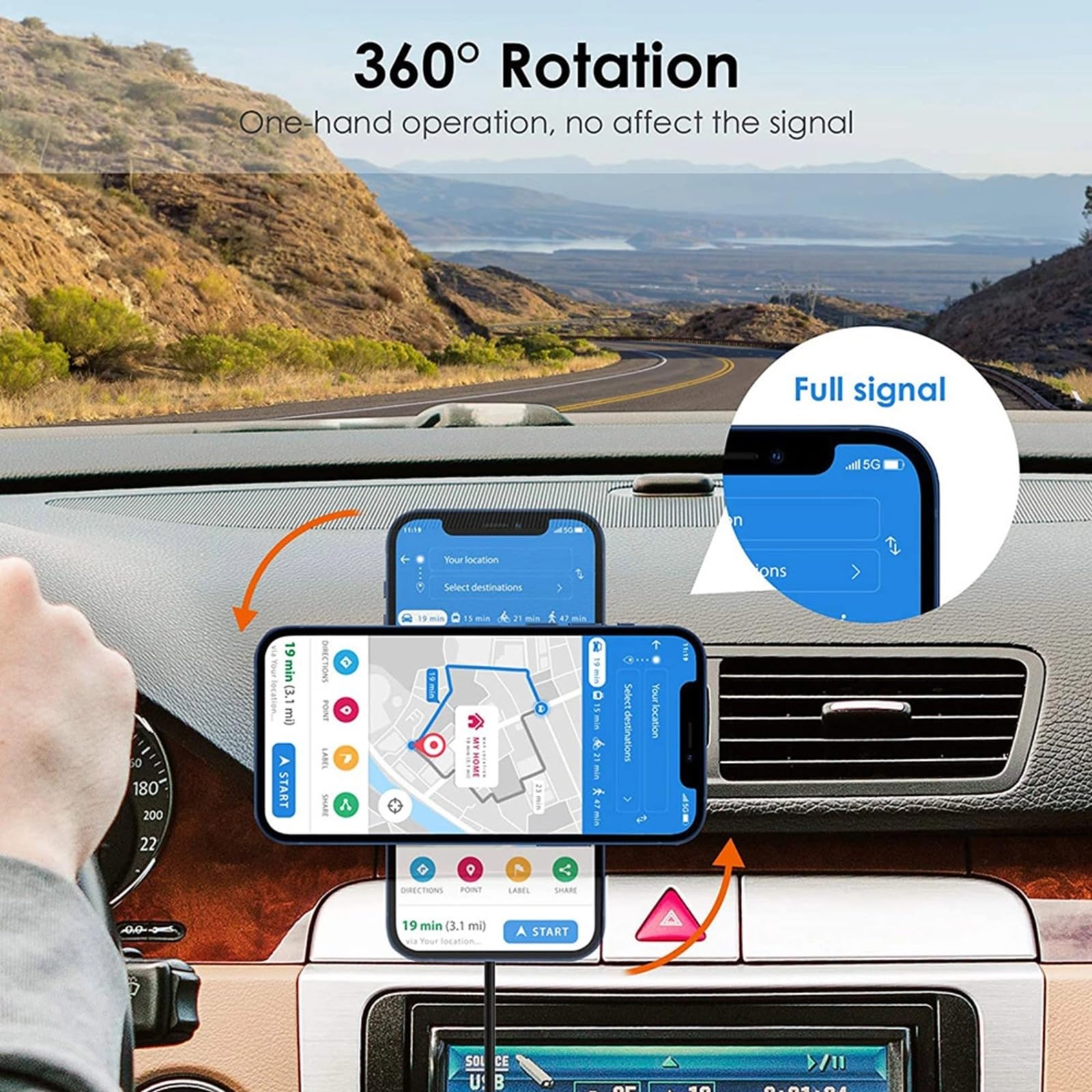 Fast Wireless Magnetic Car Charger 15W Max - Universal Phone Mount for Dashboard, Air Vent & Windshield - Qi-Certified for iPhone & Android - Perfect for Road Trips & Commuting
