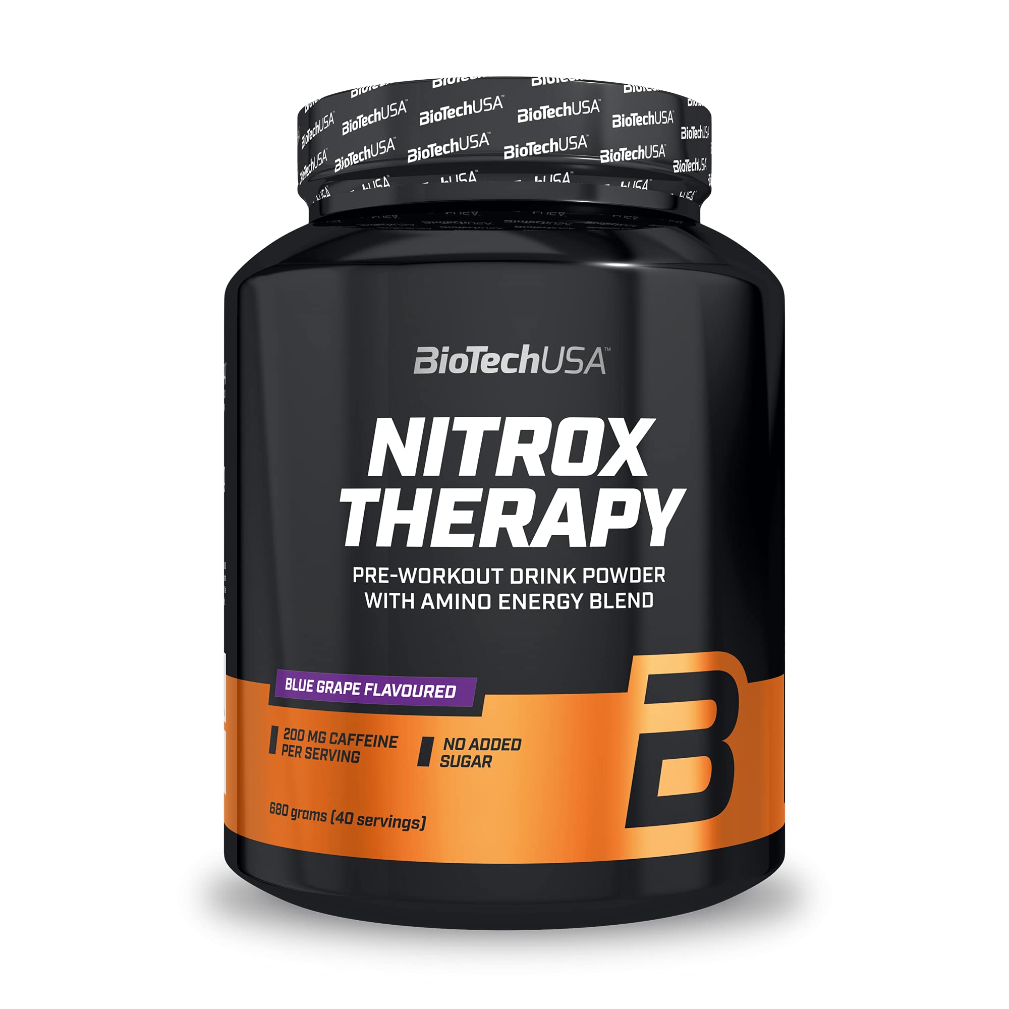 BioTechUSA Nitrox Therapy Pre-Workout Supplement - Blue Grape Flavor 680g | Muscle Energy Booster for Gym & Athletic Performance