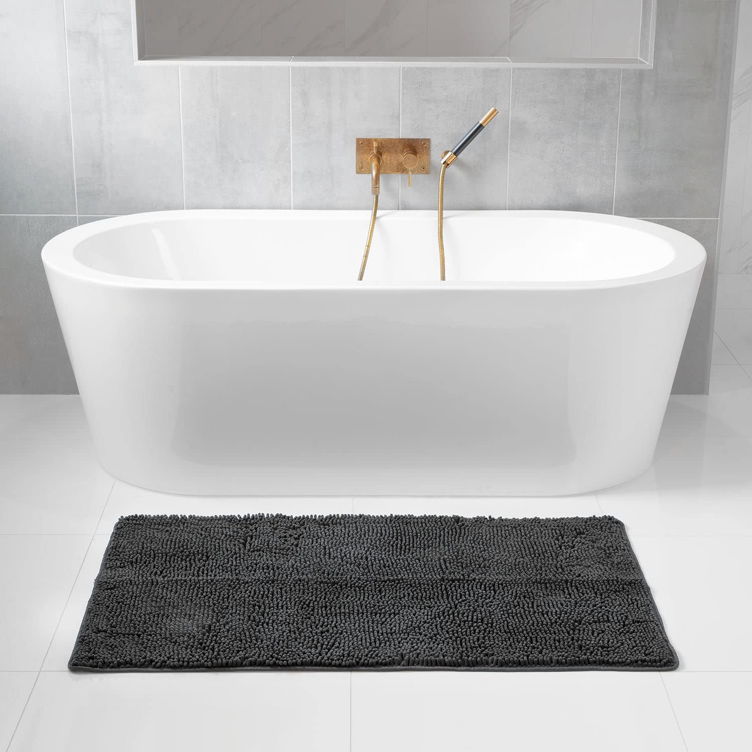 Premium Tafts Bathroom Rugs - Ultra Soft Chenille Microfiber Extra Thick Memory Foam Bath Mat, Super Absorbent & Machine Washable, Non-Slip Shaggy Bathroom Mats (21