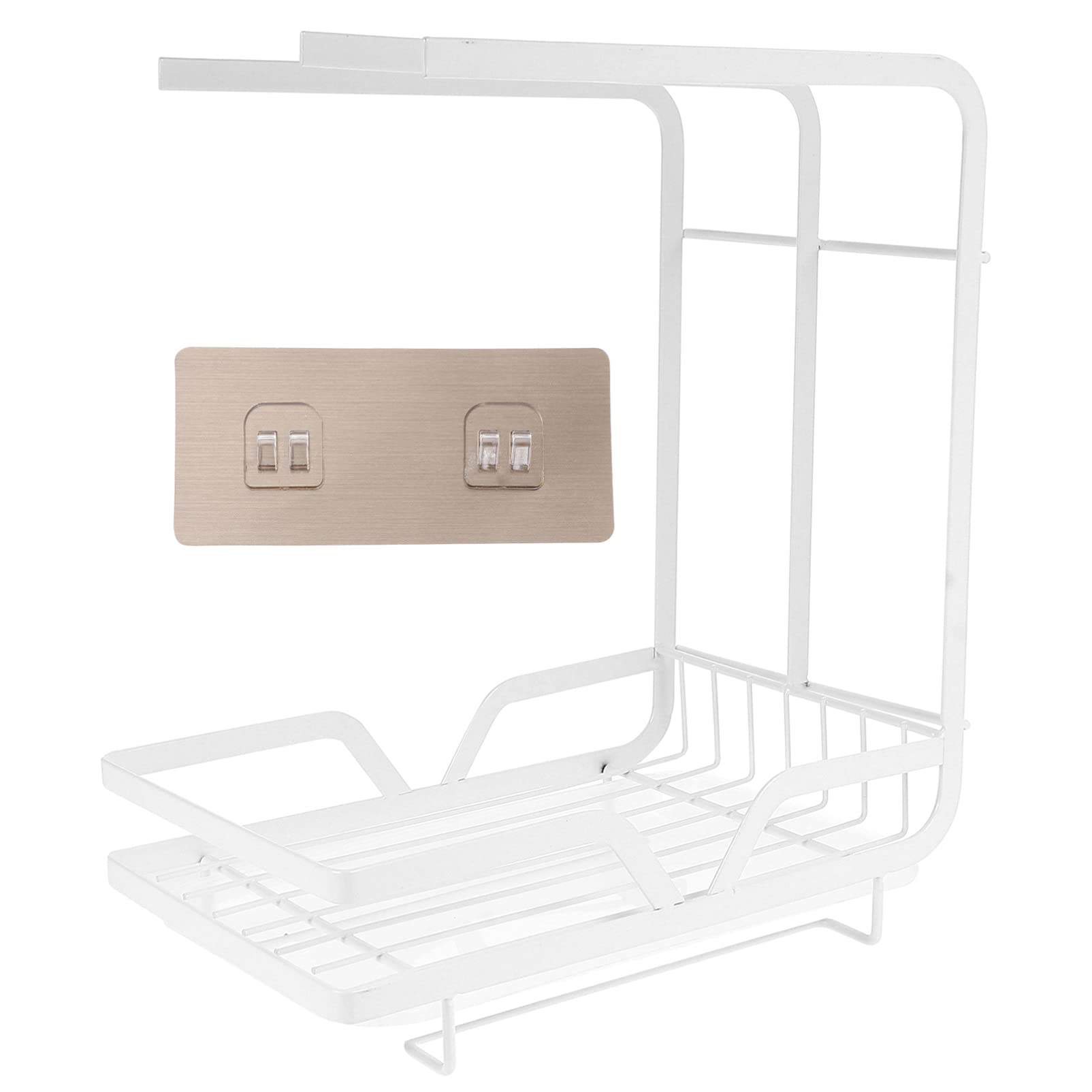 ULTNICE Wall Mount Towel Holder - Kitchen & Bathroom Organizer for Sponge, Soap & Cloth - White (1PC) - Perfect for Sink Storage