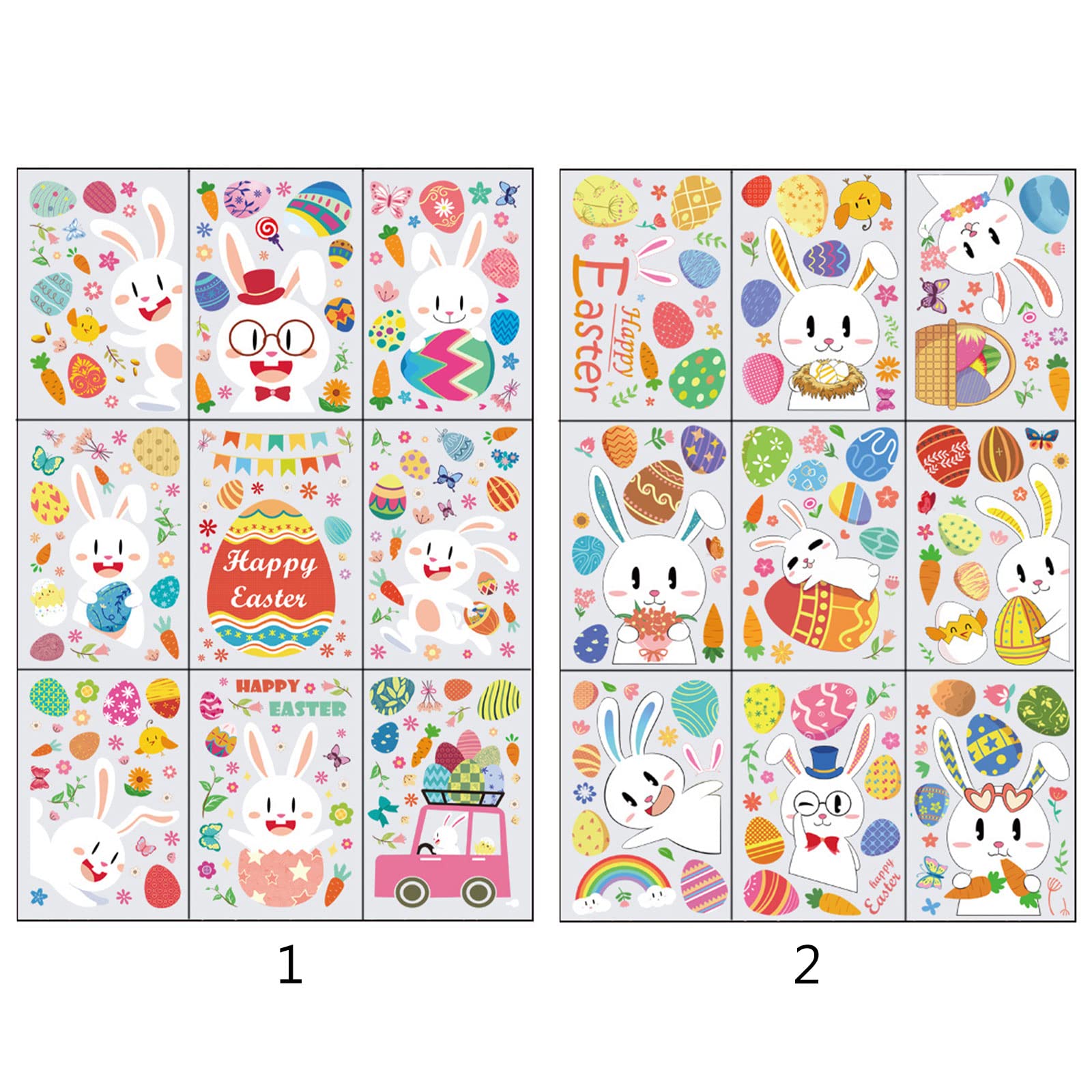 Charlotte Easter Wall Stickers - Set of 9 PVC Self-Adhesive Electrostatic Posters for Easter Decorations - Perfect for Home, Office, Classroom & Party Decor (Style: Sq640)