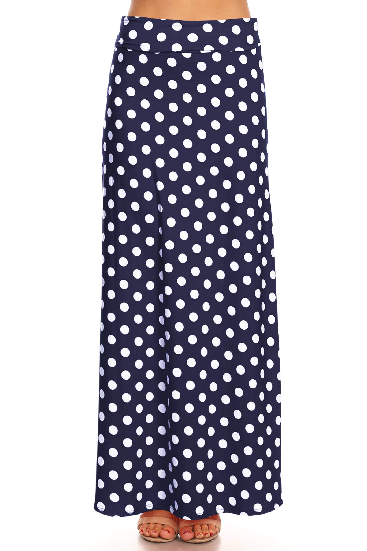 FashionJOA Women's Casual High Waist Foldable Waistband Comfortable Loose Fit Solid Maxi Skirt S-3XL | Perfect for Beach, Vacation & Summer Outfits