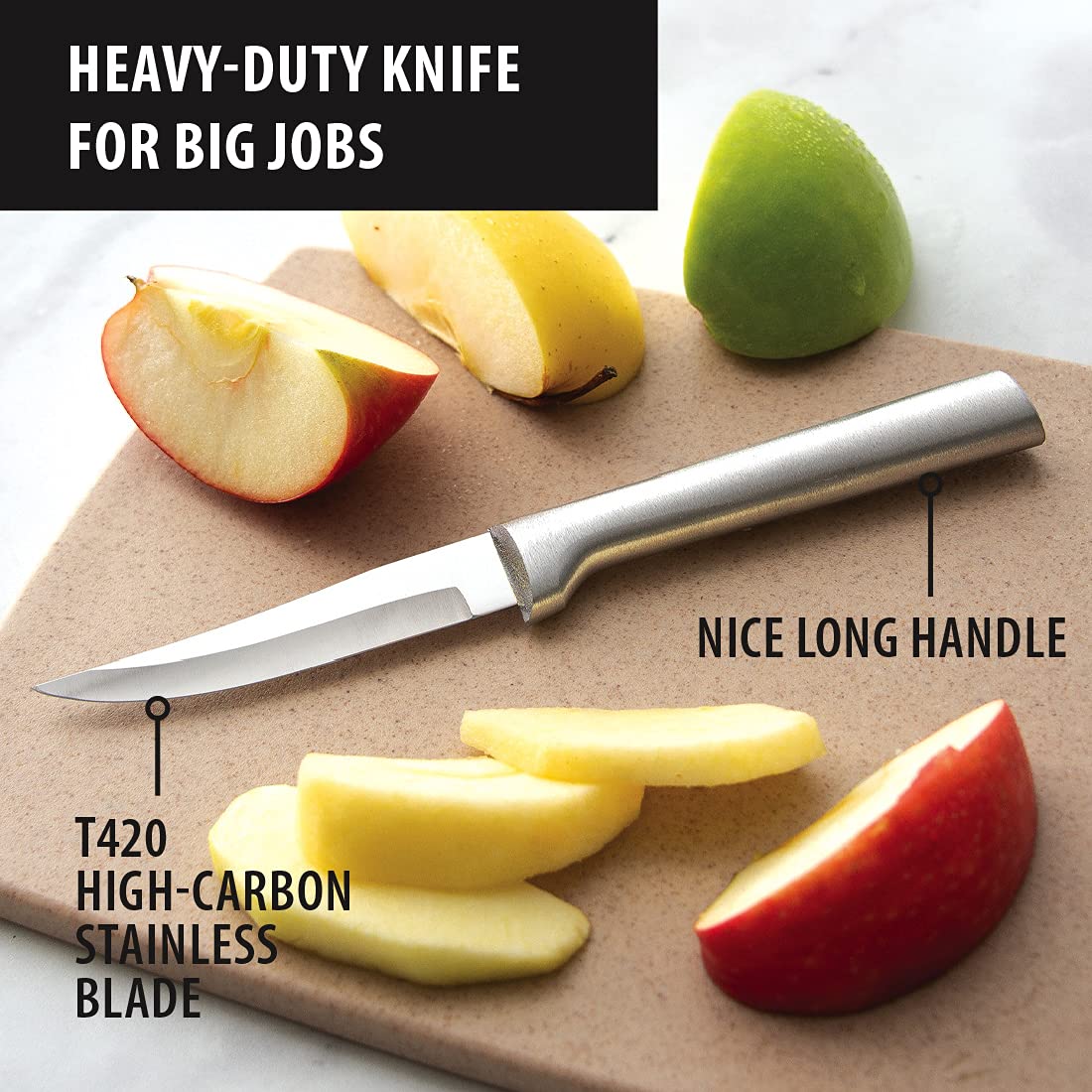 Premium Rada Cutlery Heavy Duty Paring Knife Set - 2 Pack Stainless Steel Kitchen Knives with Silver Ergonomic Handle - Perfect for Peeling, Slicing Fruits & Vegetables, Food Prep