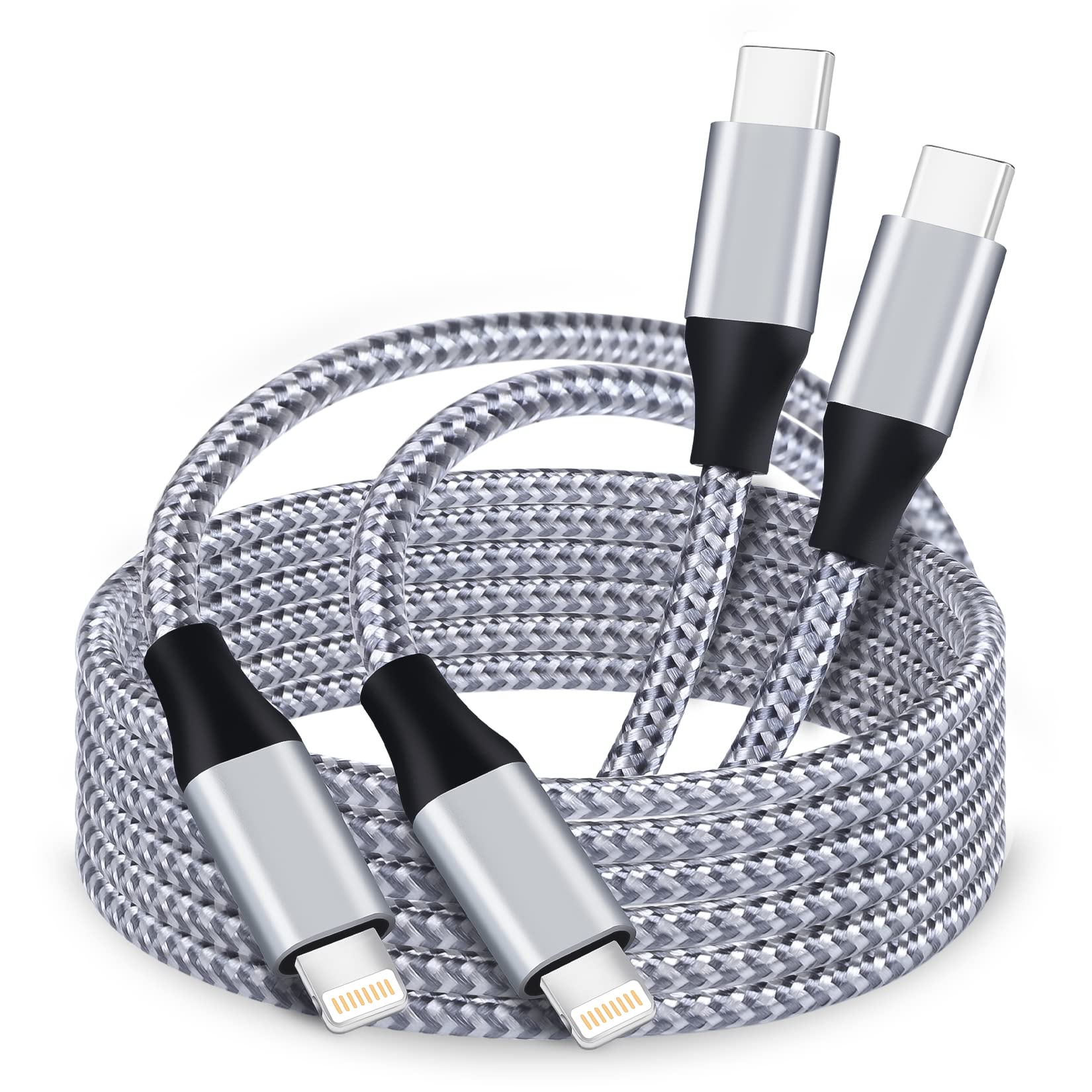 Apple MFi Certified iPhone Fast Charger Cable - 2 Pack 6FT USB C to Lightning Cable for iPhone 14/13/12/11/ProMax/Mini/XS, iPad & AirPods | Super Quick Charging | Perfect for Home, Office & Travel Use