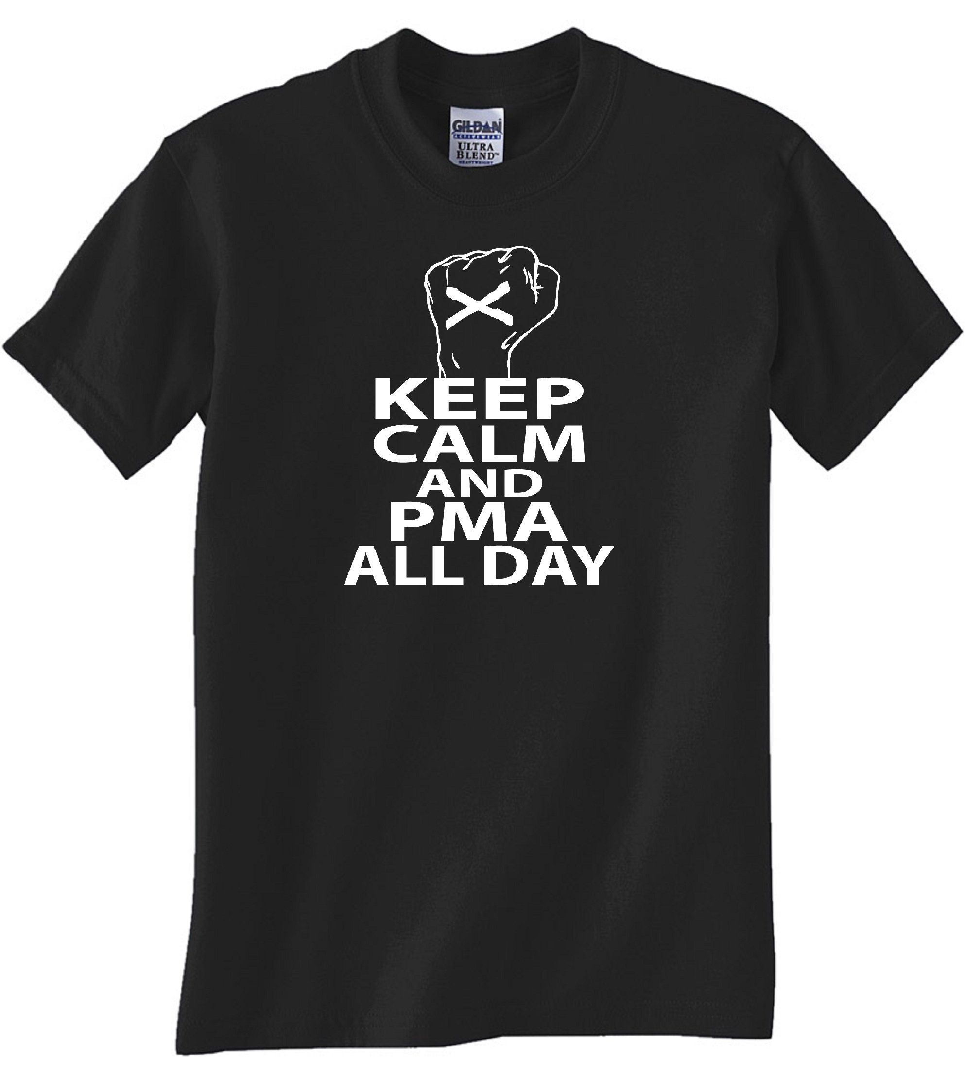 STUFF WITH ATTITUDE Keep Calm PMA Black T-Shirt - Positive Mental Attitude Graphic Tee for Men & Women - Casual Wear, Gym, Workout, Everyday Outfits