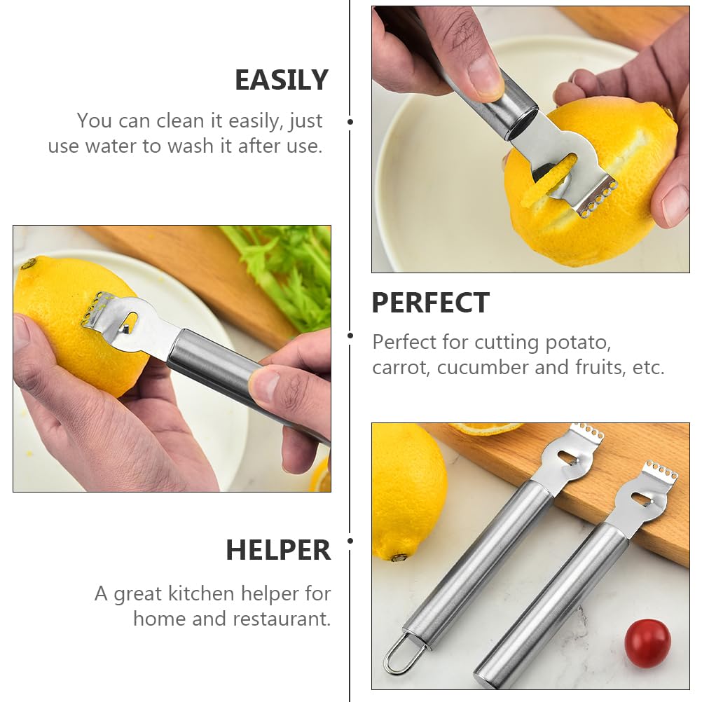 Hemoton 3-Piece Stainless Steel Citrus Peeler Set - Orange Peeler, Lemon Grater, Zester & Juicer for Kitchen, Baking & Cocktail Making - Perfect for Peeling, Grating Cheese & Extracting Citrus Juice