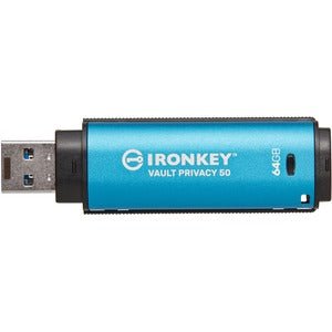 64GB IronKey Vault Privacy 50 - FIPS 197 Certified AES 256-Bit Encrypted USB Flash Drive - Secure Data Storage for Business, Government & Personal Use