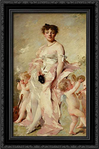 Elegant 16x24 Black Ornate Wood Framed Canvas Wall Art by Charles Chaplin - Vintage Home Decor for Living Room, Bedroom & Office