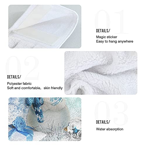 Christmas Snowman Kitchen Towels Set of 2 - Soft Absorbent Coral Velvet Hand Towels with Loops for Bathroom, Kitchen & Oven Handle - Winter Snowflake Decor Holiday Dish Towels for Gifts & Home Decor