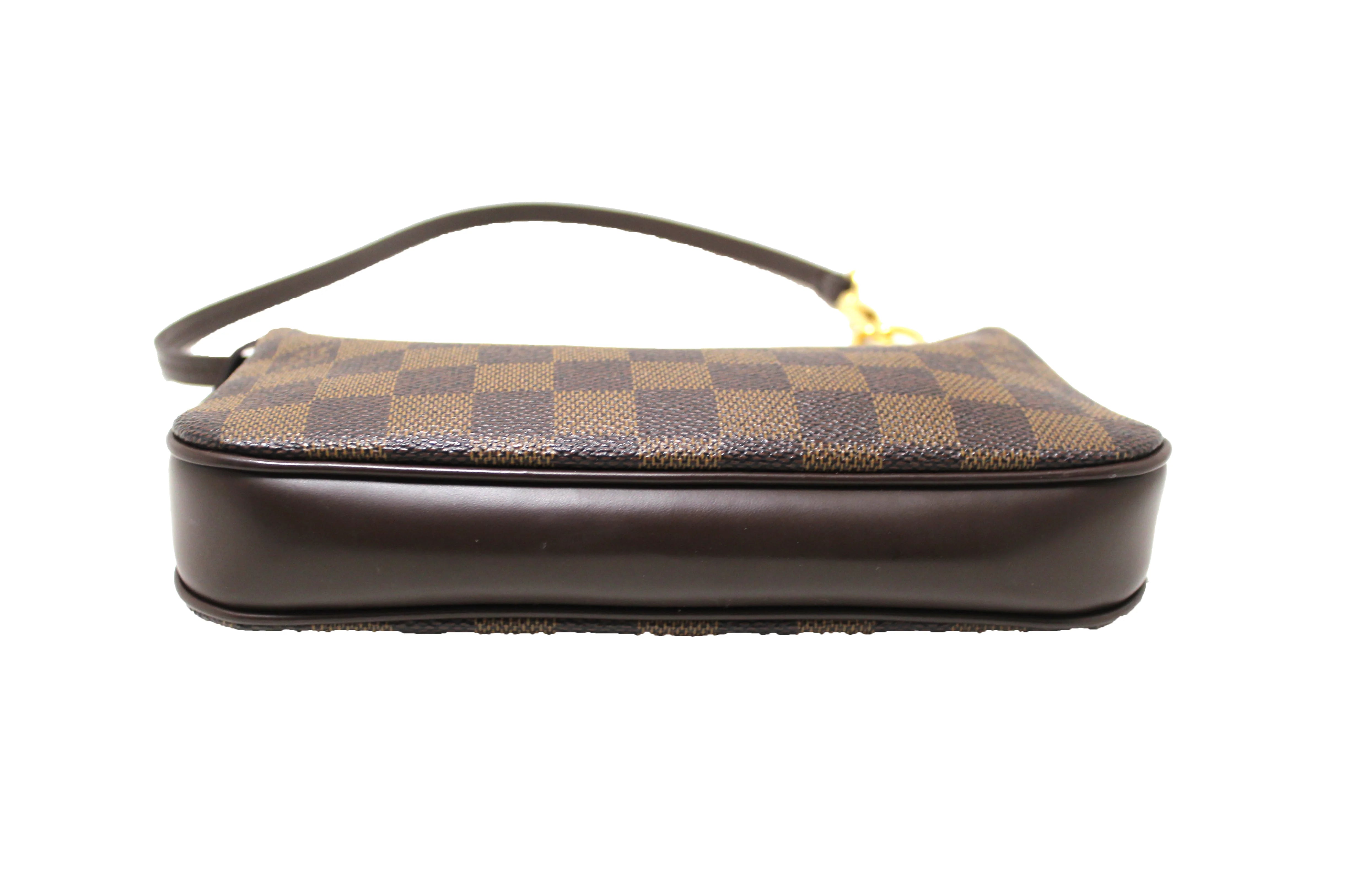 Authentic Louis Vuitton Damier Ebene Navona Pochette Crossbody Bag with Extender Key Ring - Perfect for Women's Everyday Use, Travel & Special Occasions