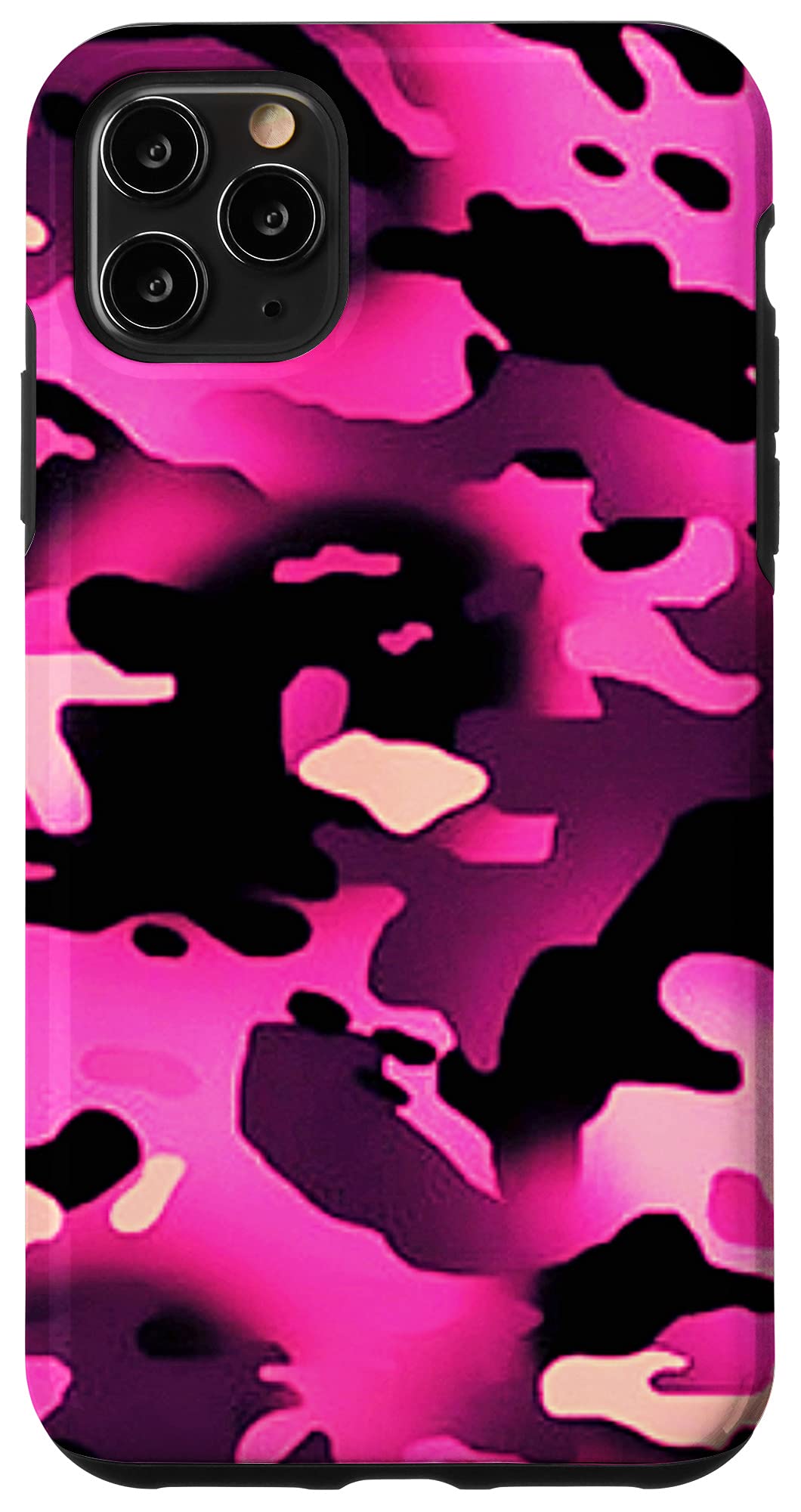 iPhone 11 Pro Max 热粉色迷彩保护壳 - 防摔耐用手机壳，适合户外运动、旅行和日常使用