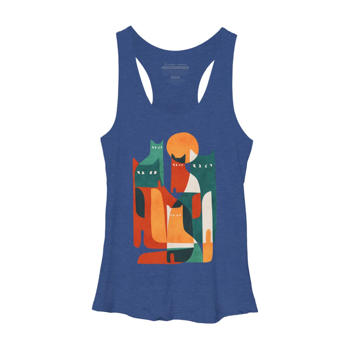 Design By Humans Women's Cat Print Racerback Tank Top - Soft Cotton Athletic Shirt for Yoga, Gym & Casual Wear