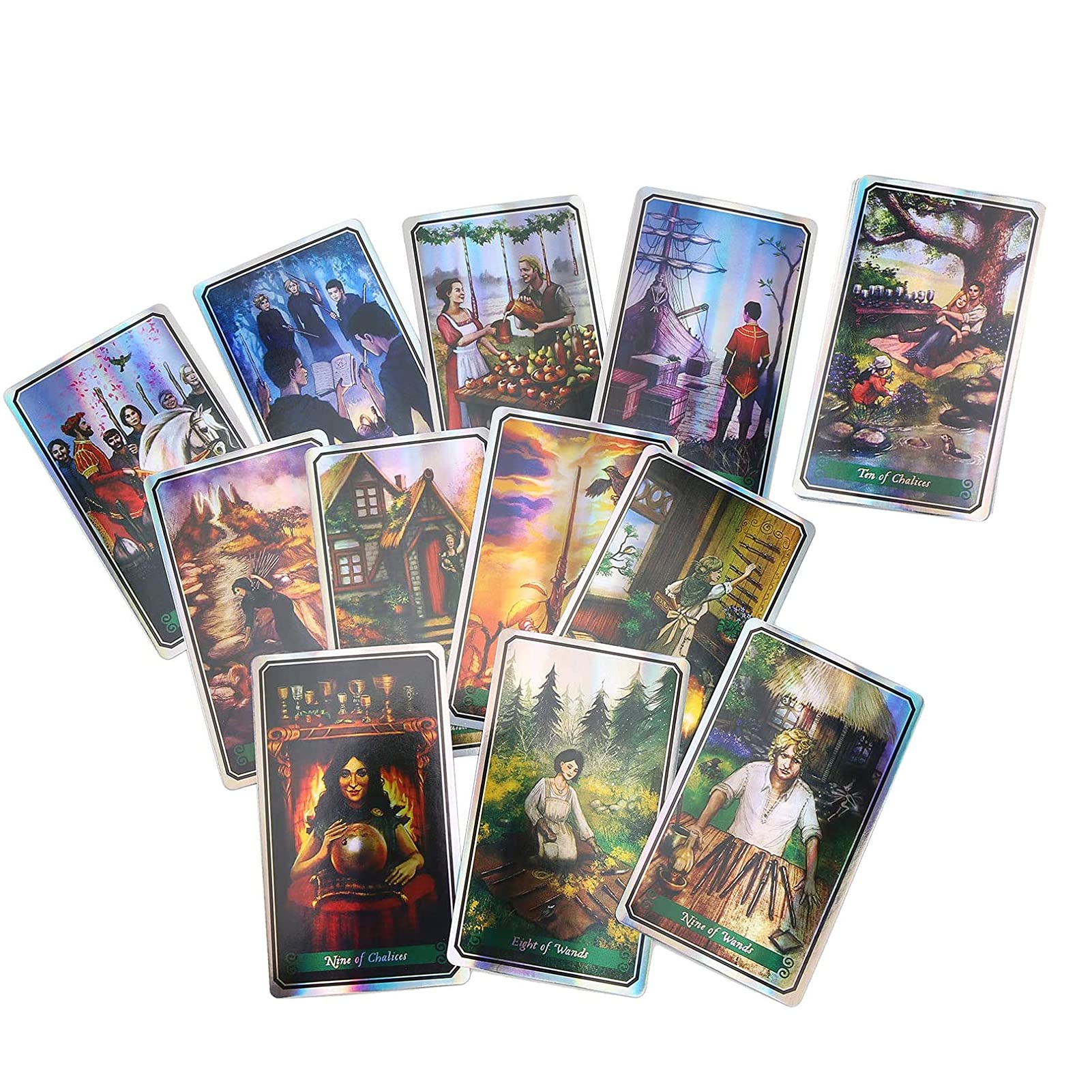 Yitengteng 78-Card Tarot Deck for Beginners - Cute English Fortune Telling Cards for Adults & Kids - Holographic Divination Game Set - Perfect for Meditation, Spiritual Guidance & Party Entertainment