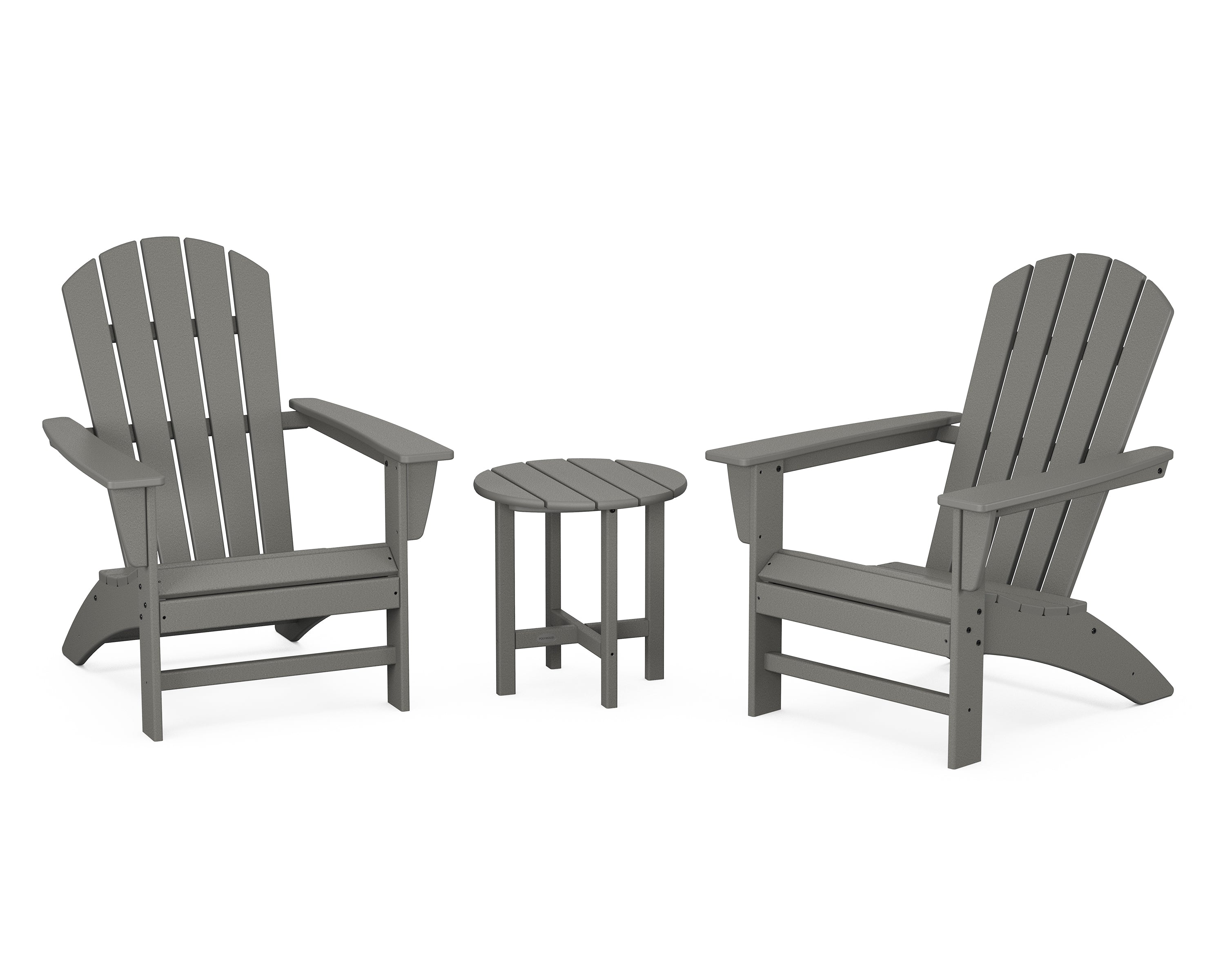 POLYWOOD Nautical 3-Piece Adirondack Chair Set - Durable Outdoor Furniture for Patio, Poolside & Beach - All-Weather Resin Wicker Chairs with Side Table