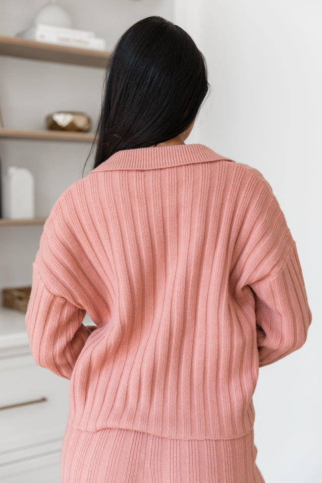 Long Haul Mauve Collared V-Neck Sweater for Women | Soft & Comfortable Pullover | Perfect for Office Wear, Casual Outfits & Fall Layering