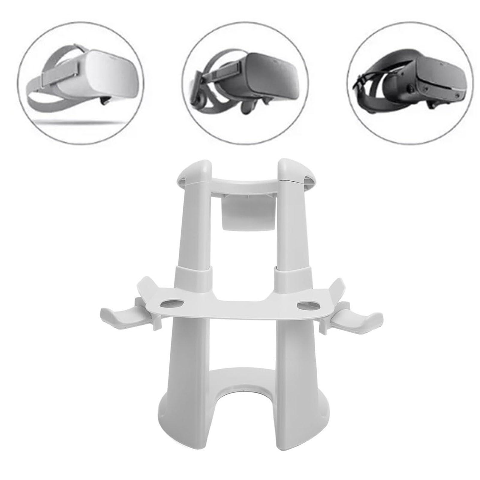 VR Headset Stand & Controller Holder for Oculus Quest 1/2 & Rift S - White | Wall Mount Display Organizer for VR Gaming Accessories | Perfect for Living Room, Bedroom, or Gaming Setup