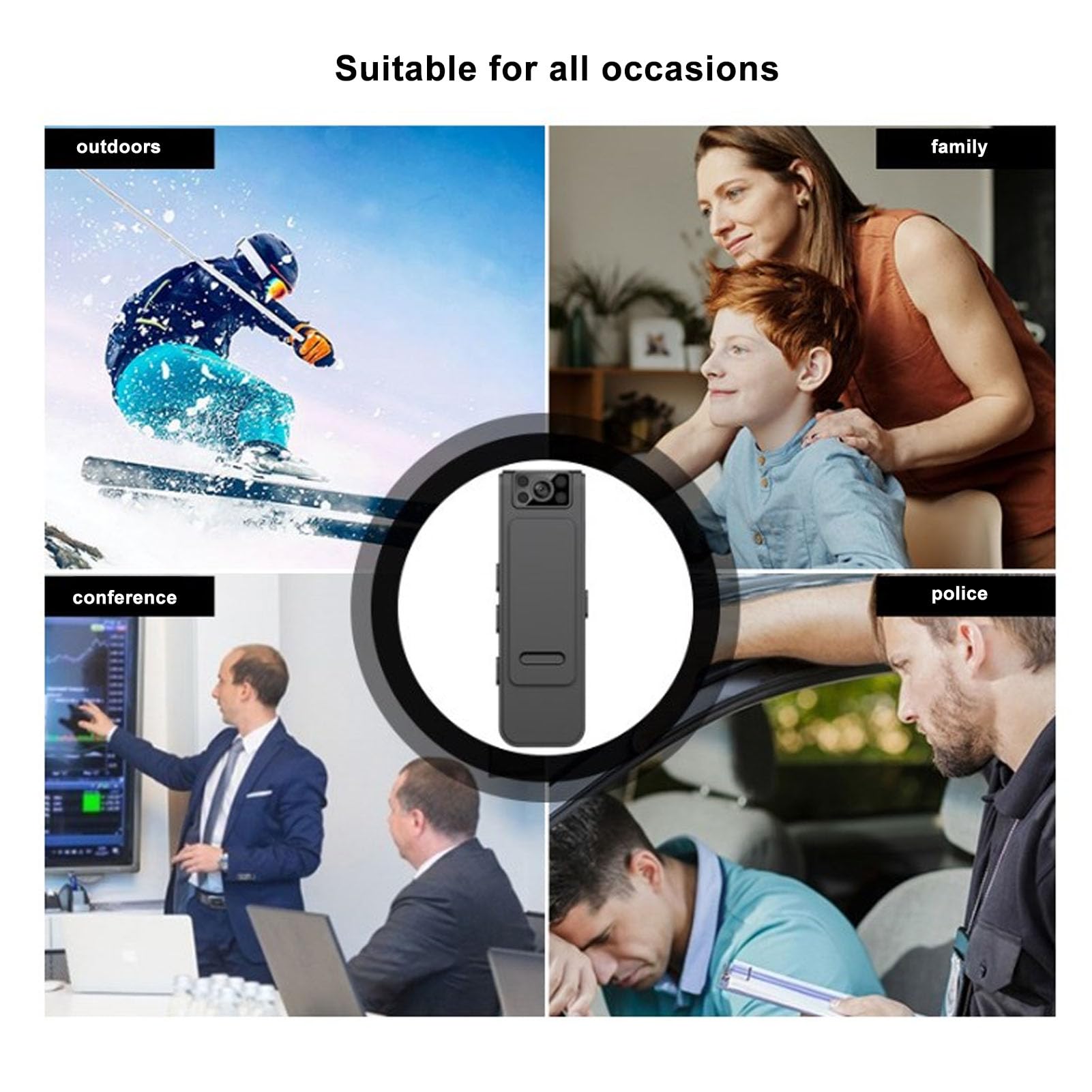 1080P HD Mini Body Camera with Rotatable Lens - Wearable 130° Body Mounted Camera for Riding, Pet Monitoring, Office Security, Outdoor Activities, Food Delivery & Law Enforcement | Perfect for Surveillance, Evidence Recording & Personal Safety