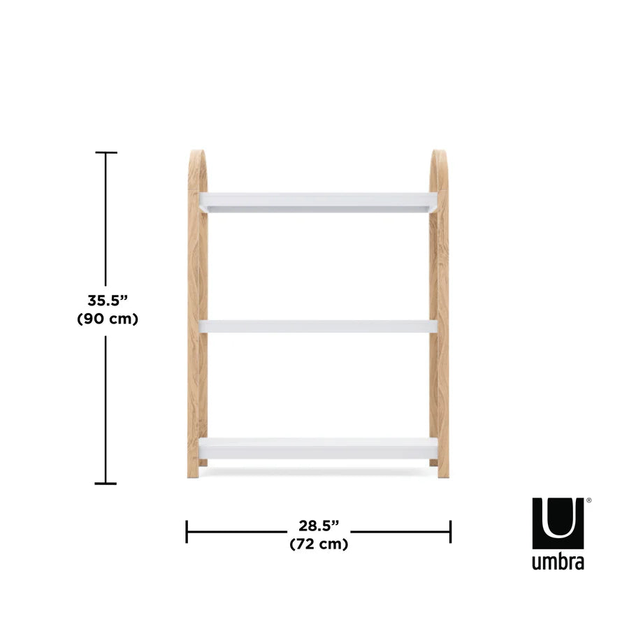 3-Tier White/Natural Freestanding Shelf - Bellwood Storage Organizer for Living Room, Bedroom, or Office